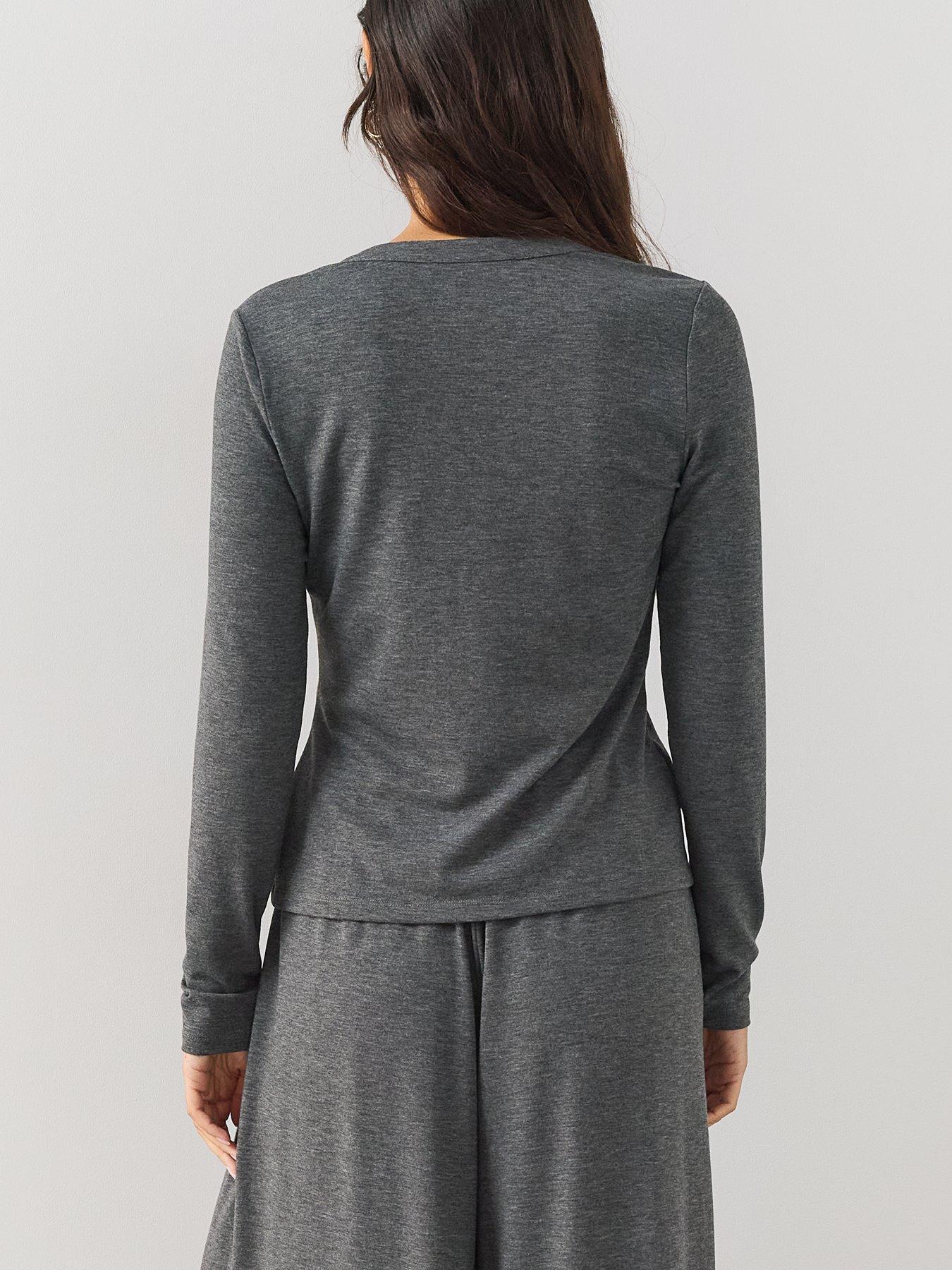 Image 6 of 7 of The Very Collection Soft Touch Long Sleeve Top Co-Ord - Grey