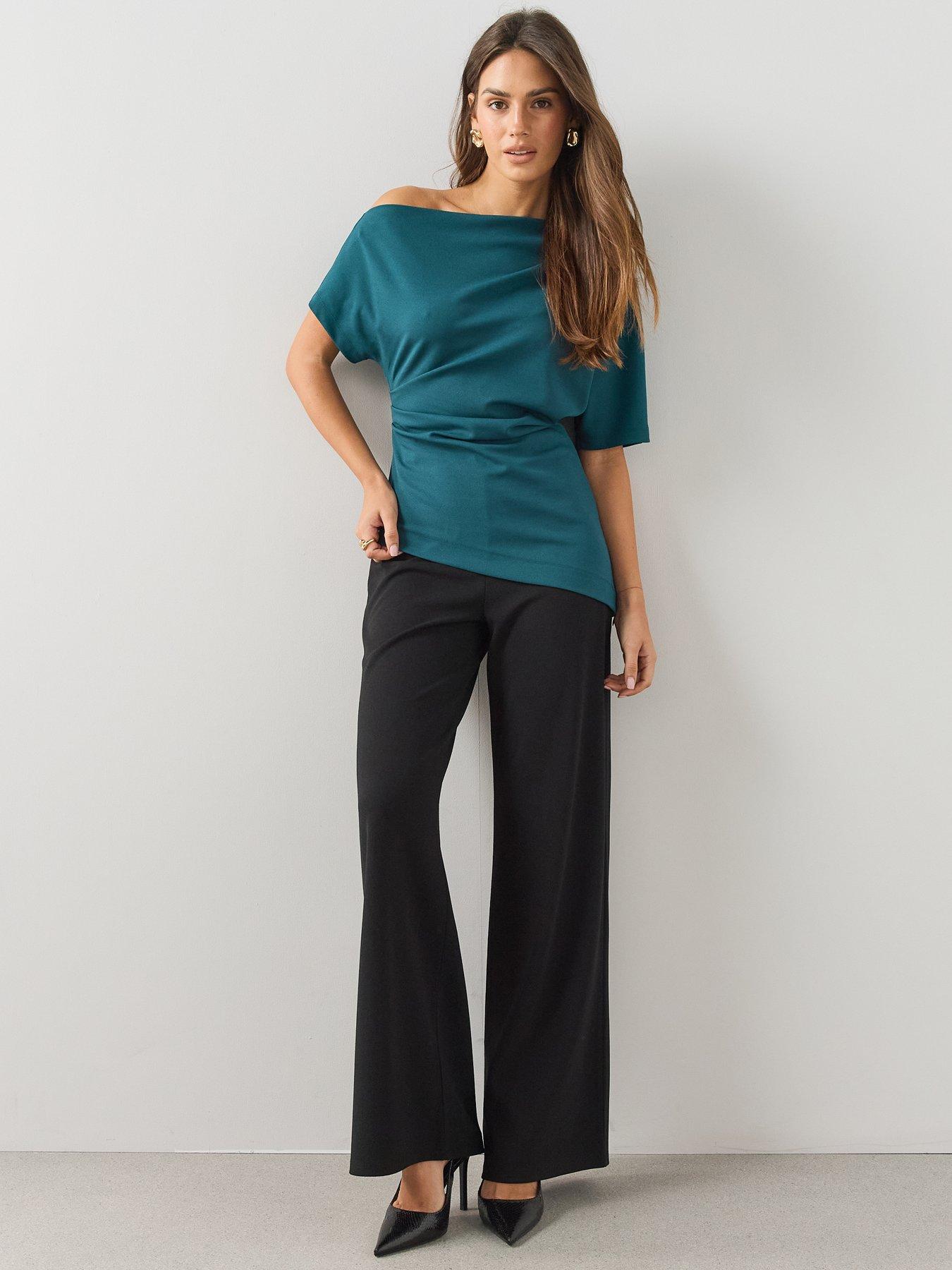 Image 6 of 6 of The Very Collection Womens Draped One Shoulder Longline Blouse - Blue