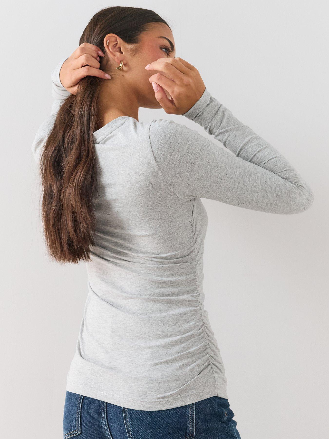 Image 2 of 6 of The Very Collection Womens Ruched Side Long Sleeve Top - Grey
