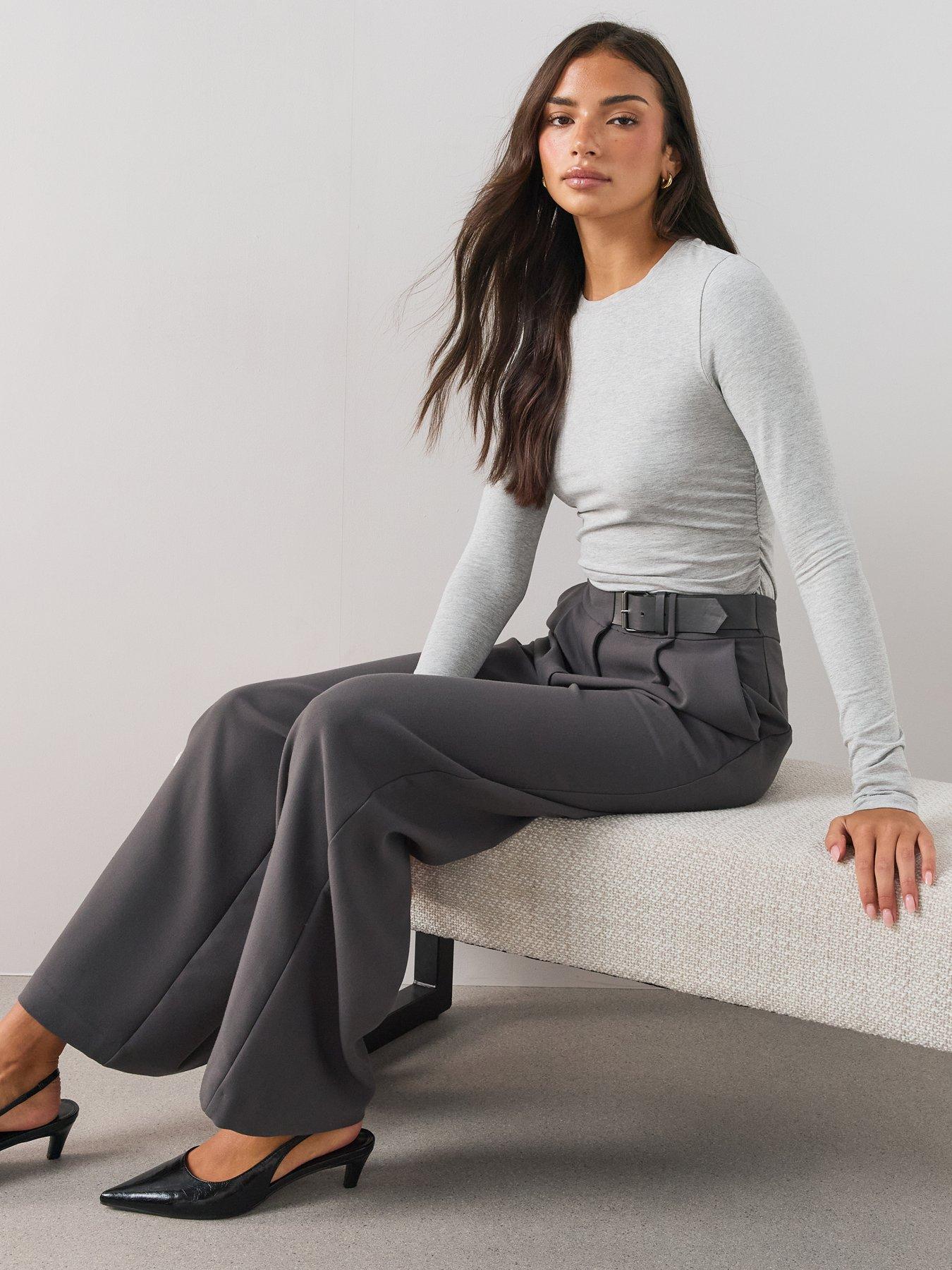 Image 6 of 6 of The Very Collection Womens Ruched Side Long Sleeve Top - Grey