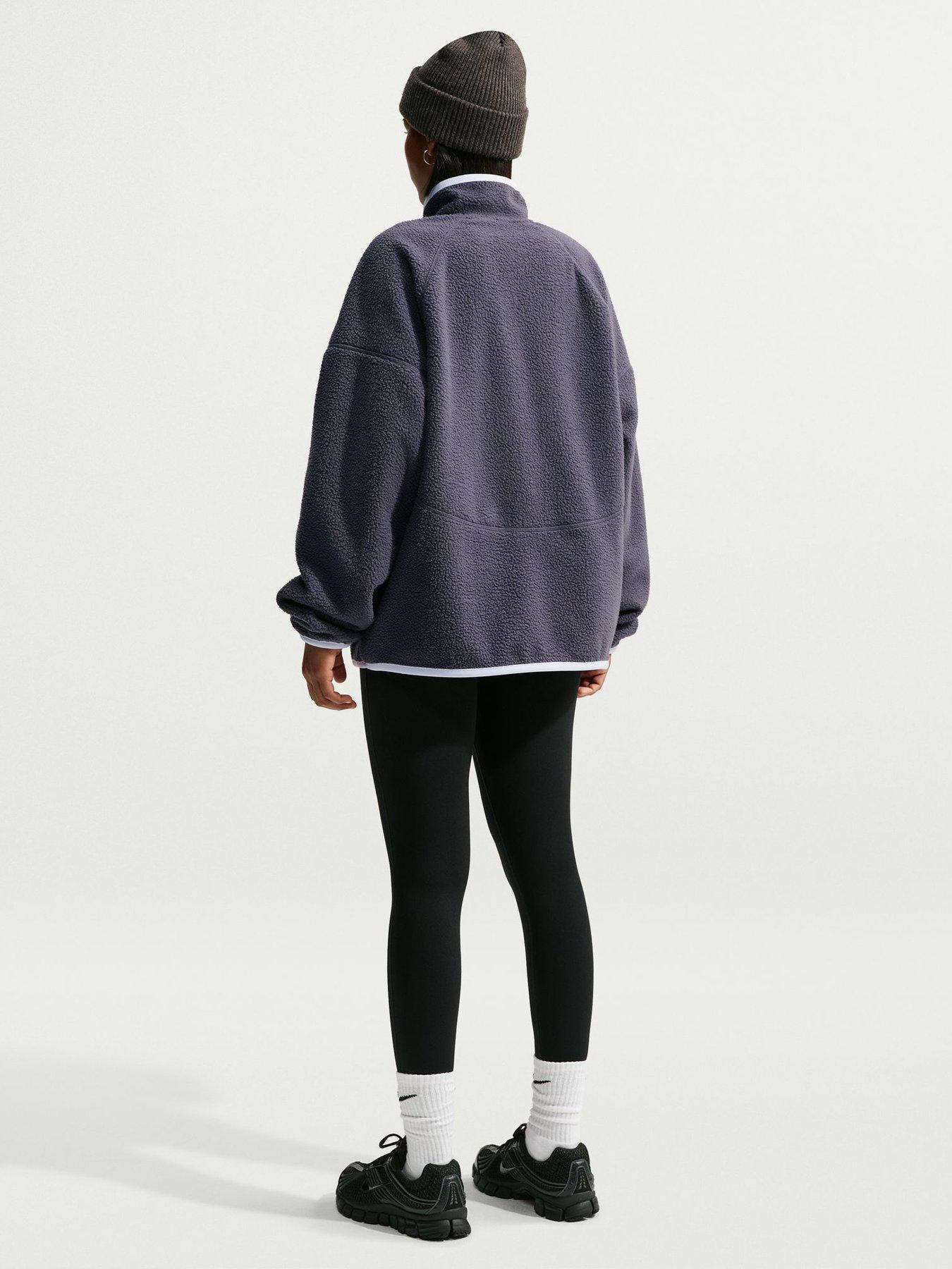 Image 2 of 5 of Nike Womens Oversized High-Pile Fleece 1/4 Zip Top - Navy