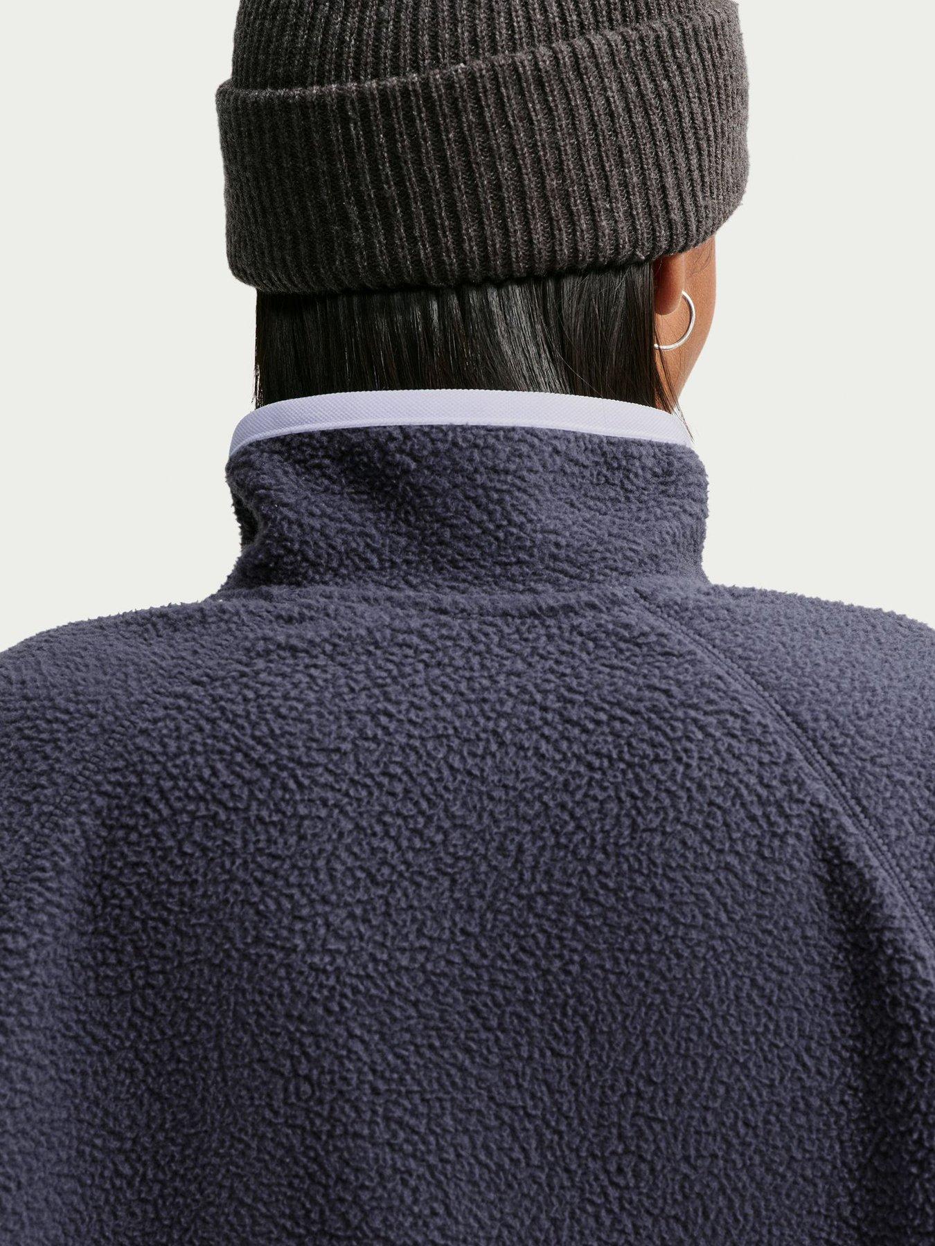Image 4 of 5 of Nike Womens Oversized High-Pile Fleece 1/4 Zip Top - Navy