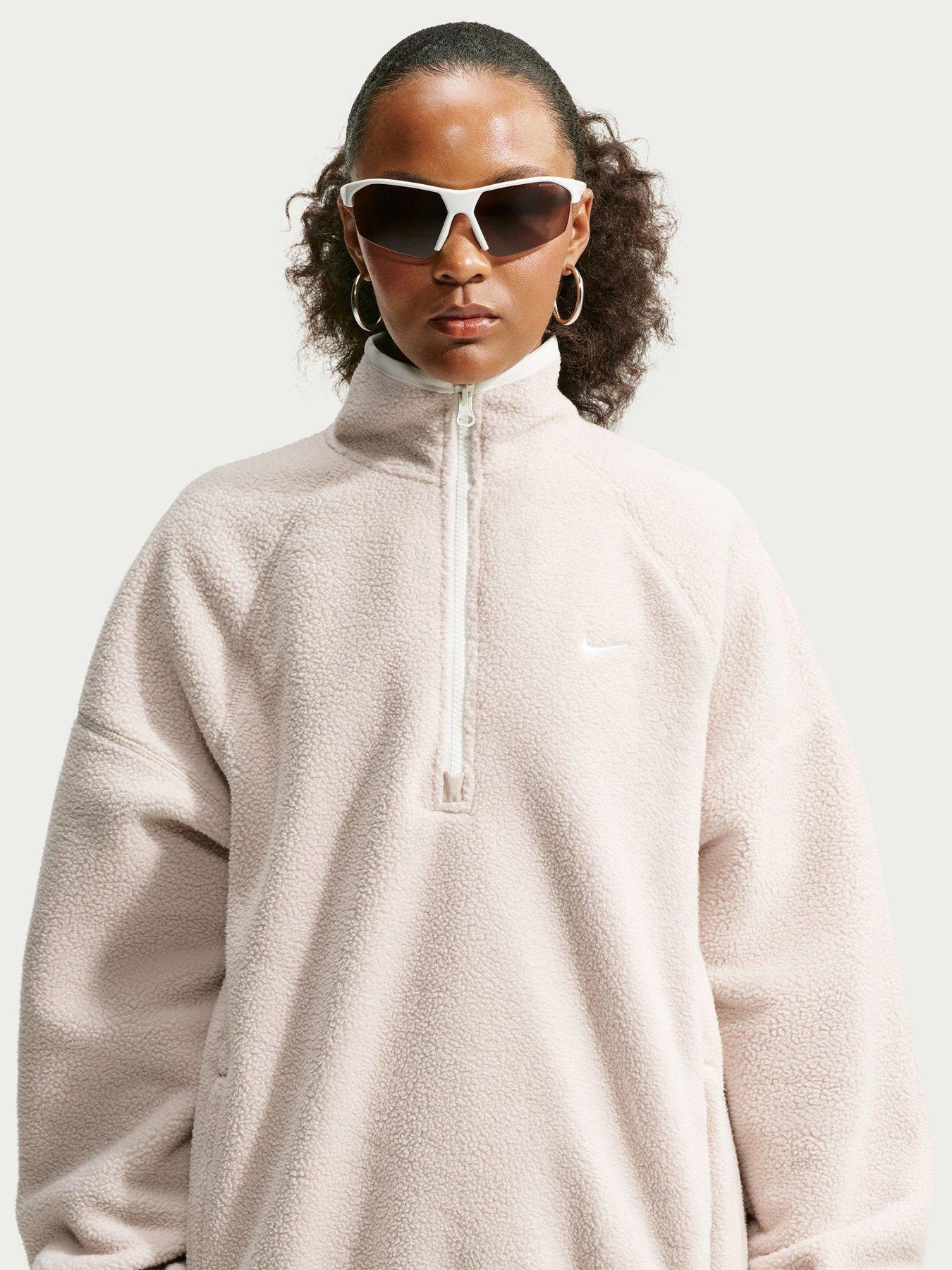 Image 1 of 5 of Nike Nike Womens Oversized Half-Zip Funnel Neck Sweatshirt - Cream