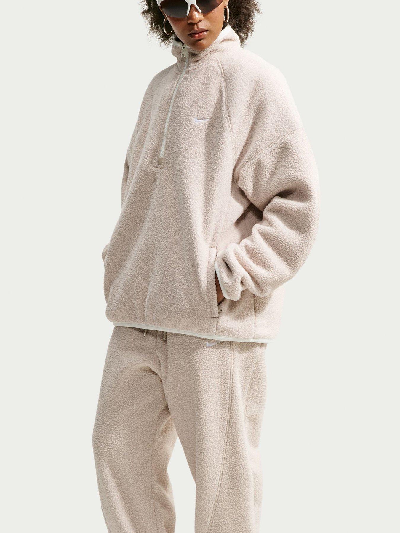 Image 4 of 5 of Nike Nike Womens Oversized Half-Zip Funnel Neck Sweatshirt - Cream