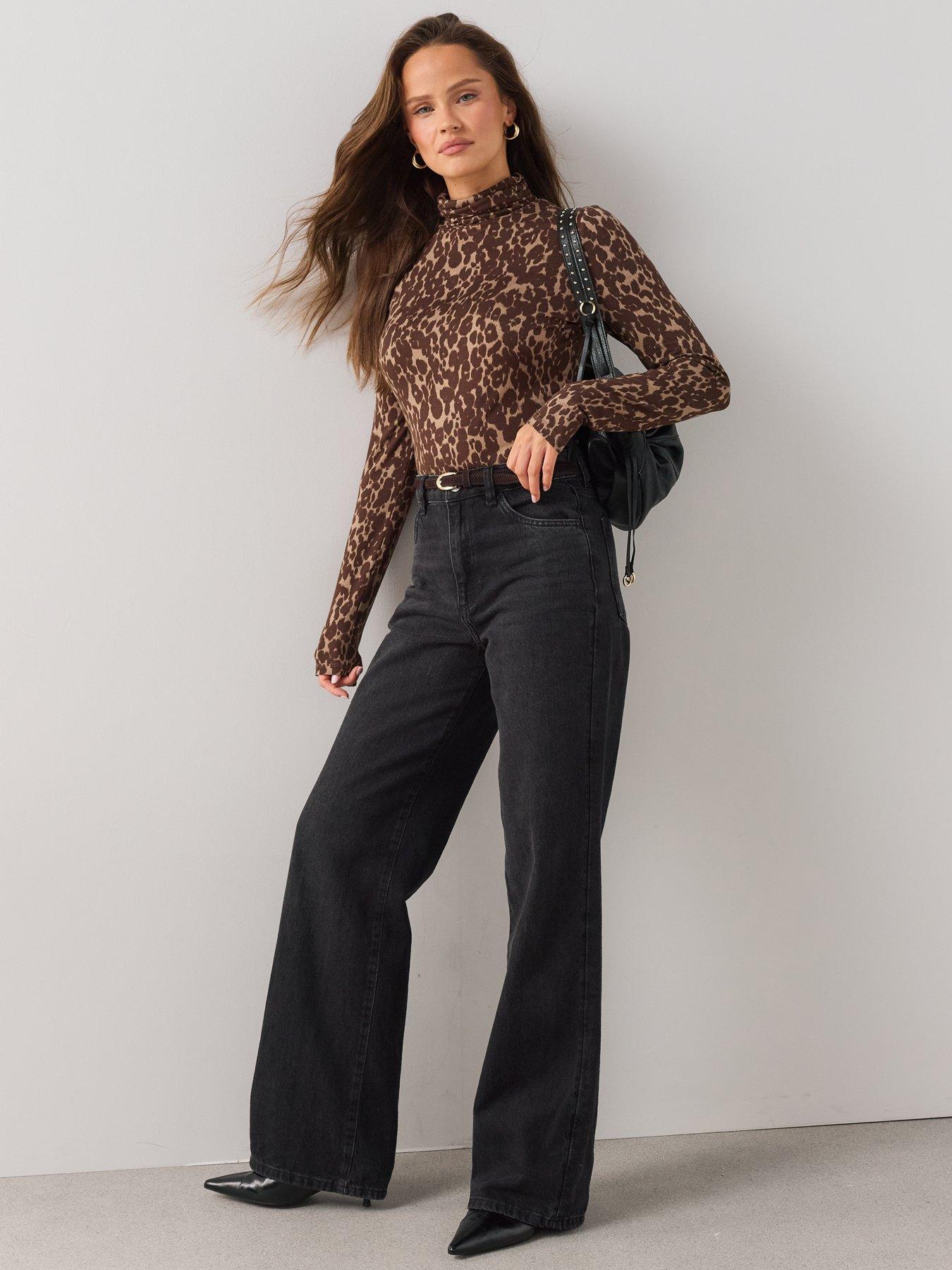 Image 3 of 7 of The Very Collection Womens Printed Viscose High Neck Top - Brown