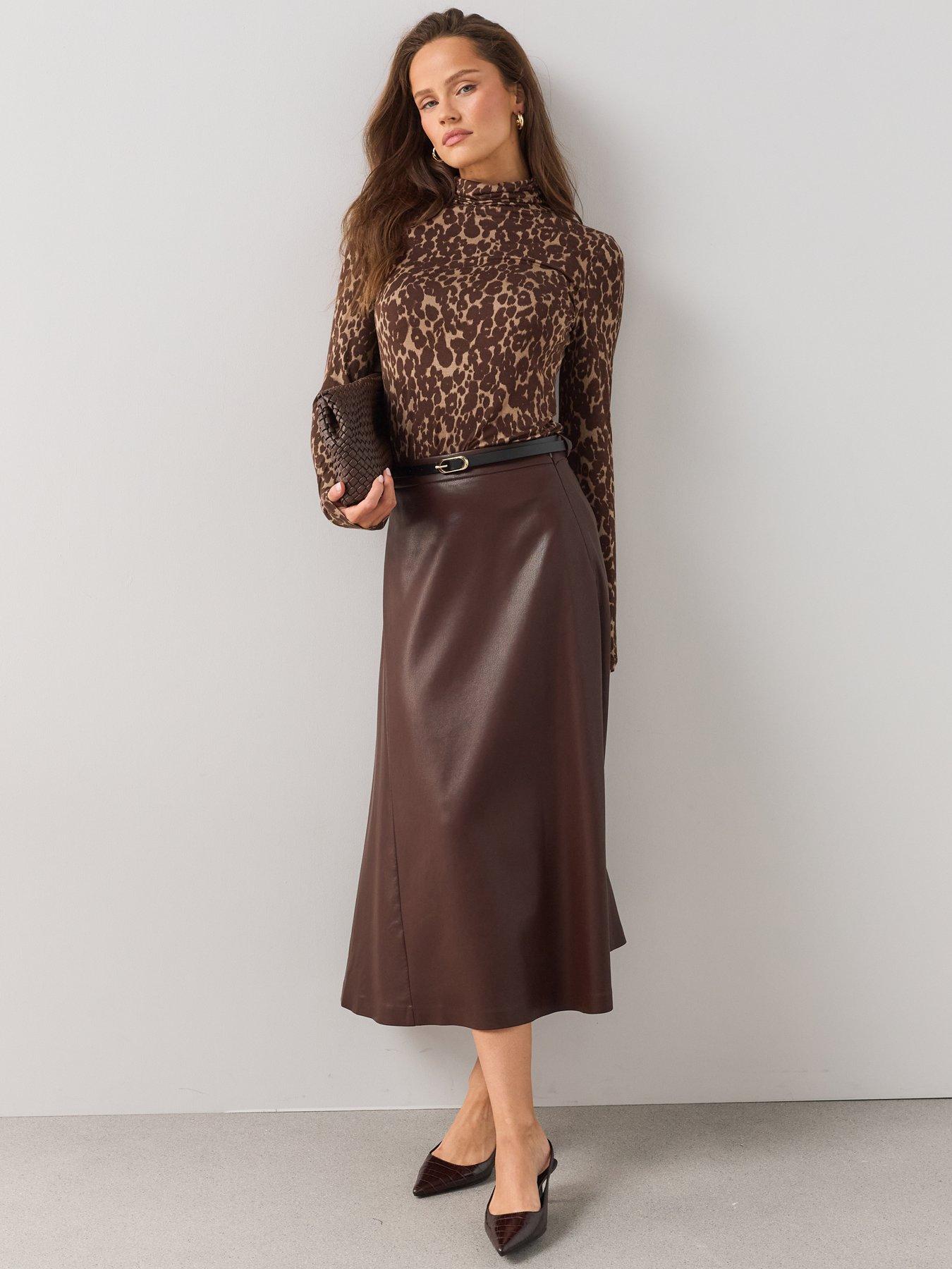 Image 5 of 7 of The Very Collection Womens Printed Viscose High Neck Top - Brown