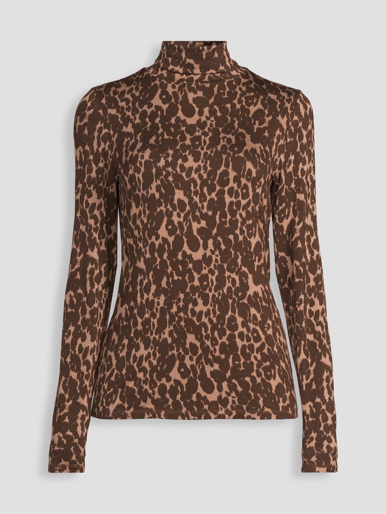 Image 7 of 7 of The Very Collection Womens Printed Viscose High Neck Top - Brown