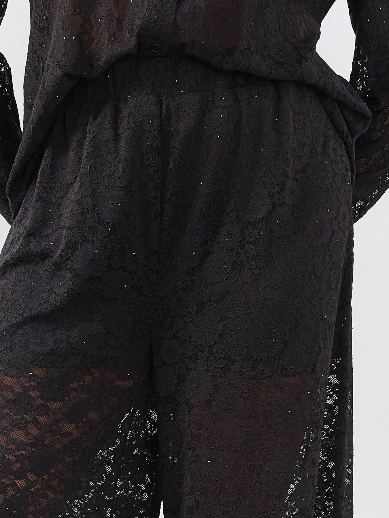 Image 5 of 6 of The Very Collection Womens Curve Lace Diamante Balloon Trousers - Black