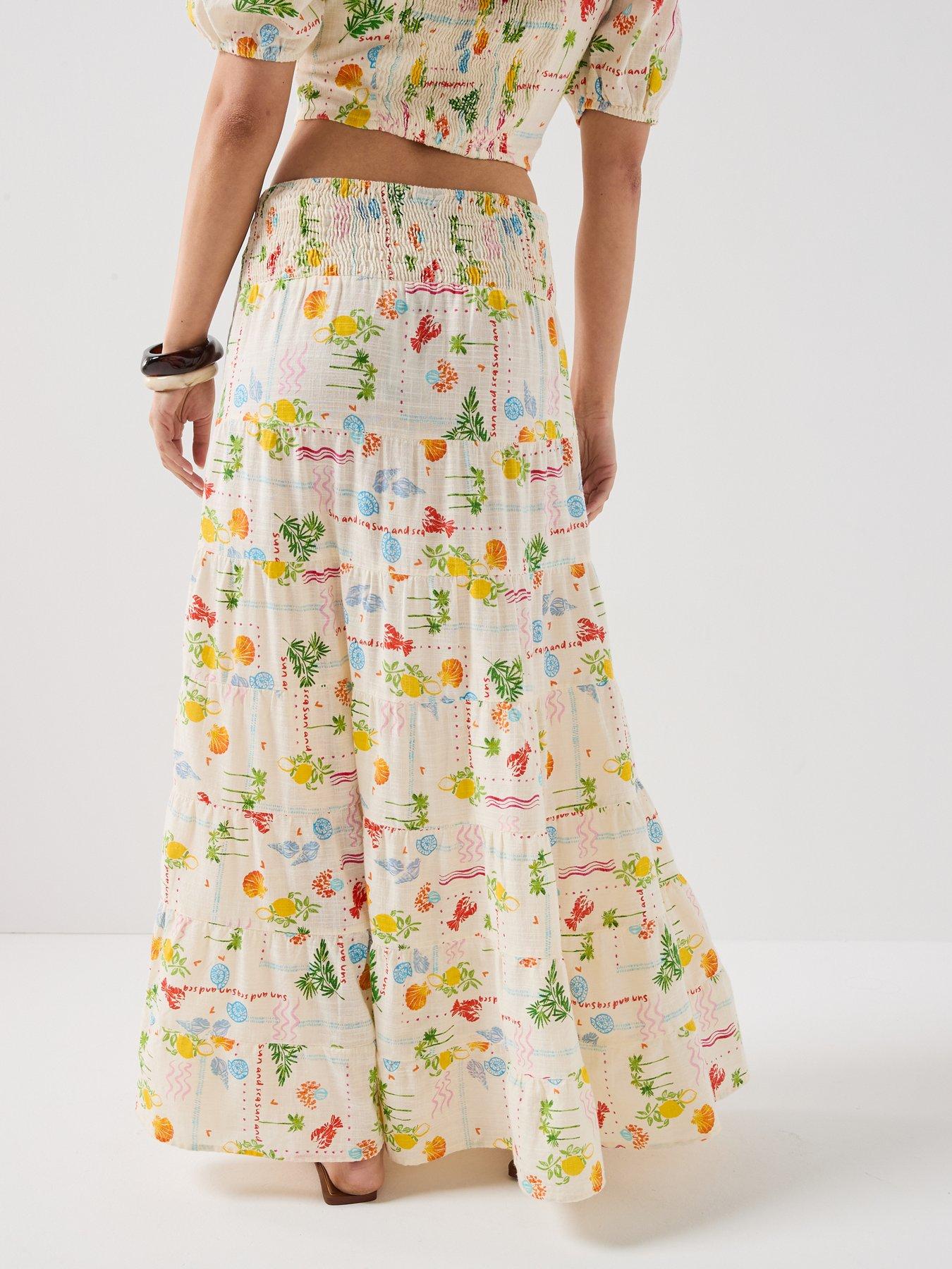 Image 2 of 6 of Vero Moda Vmelena High Waisted Long Skirt - Beige