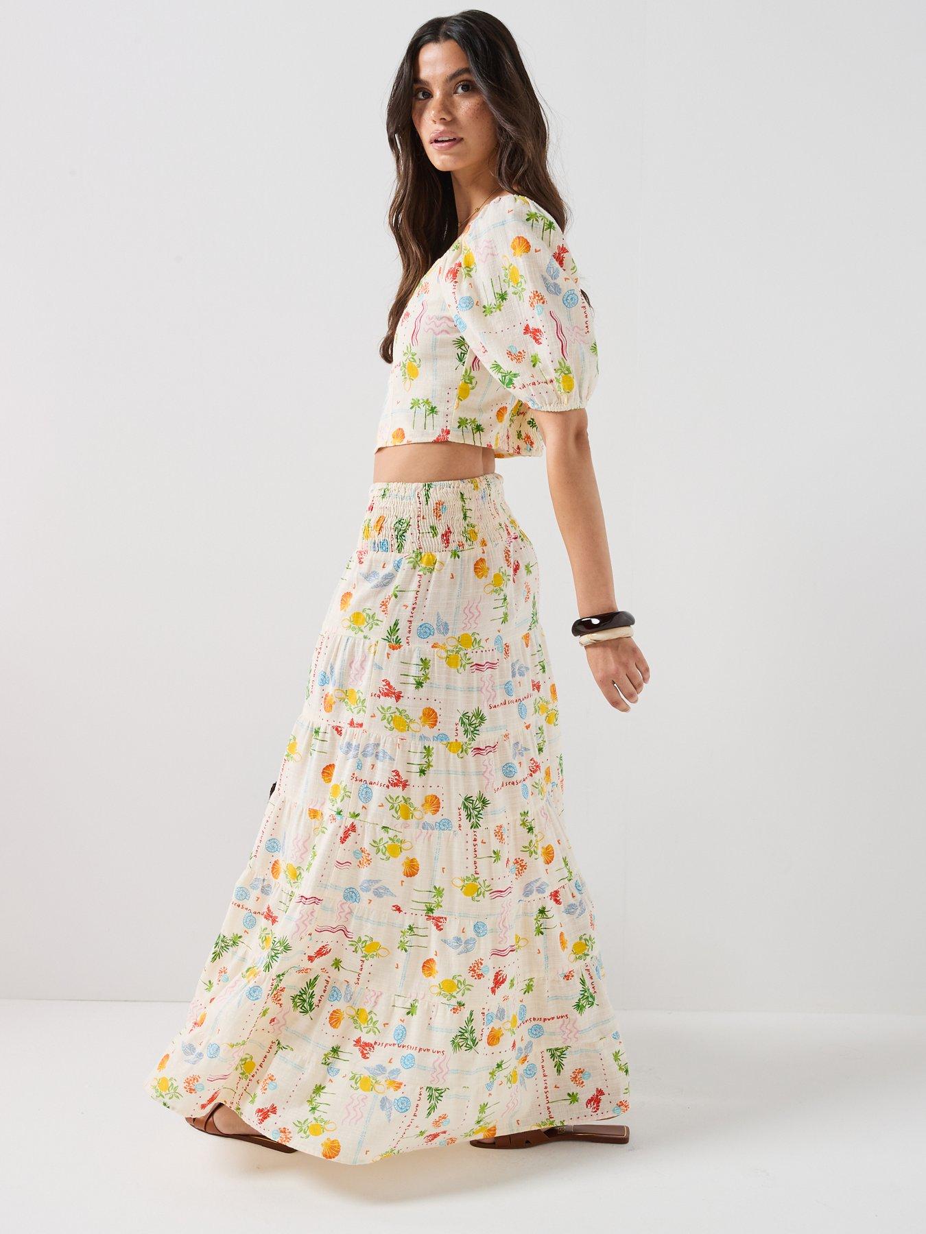 Image 5 of 6 of Vero Moda Vmelena High Waisted Long Skirt - Beige