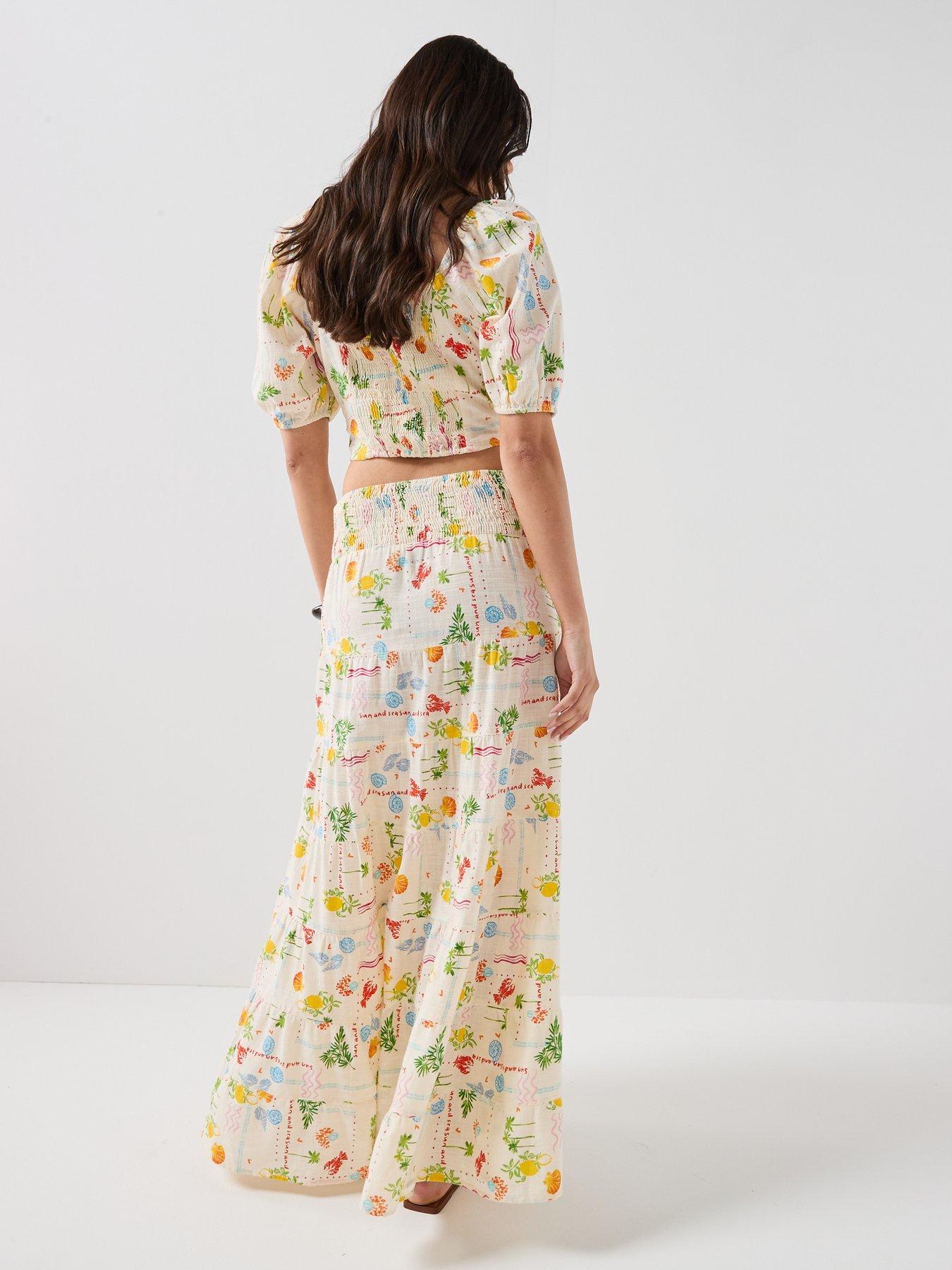 Image 6 of 6 of Vero Moda Vmelena High Waisted Long Skirt - Beige