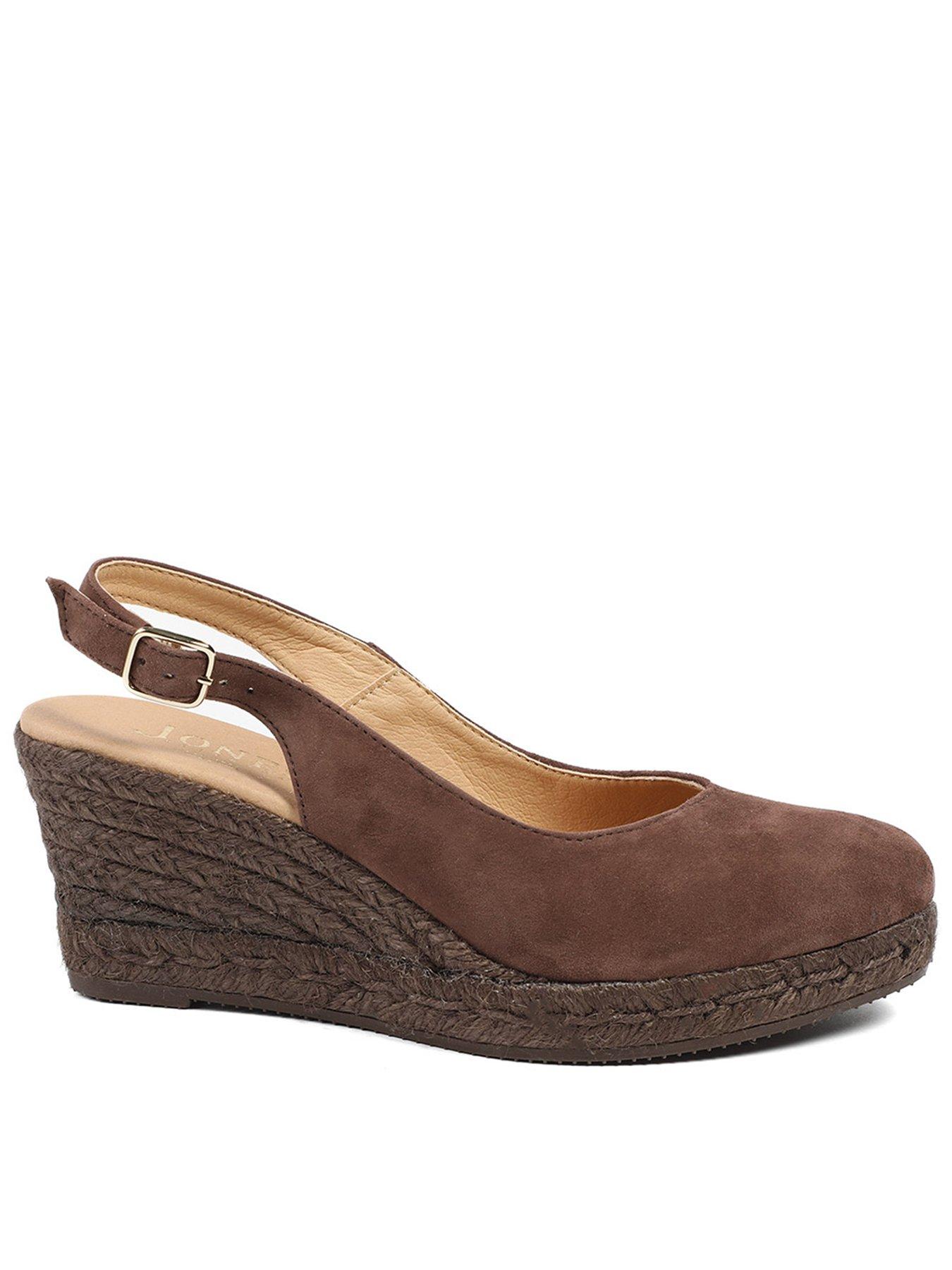 Jones Bootmaker Wide Fit Cederica Suede Wedge - Brown