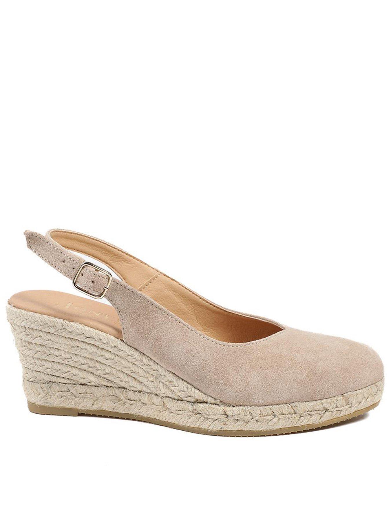 Jones Bootmaker Wide Fit Cederica Suede Wedge - Beige