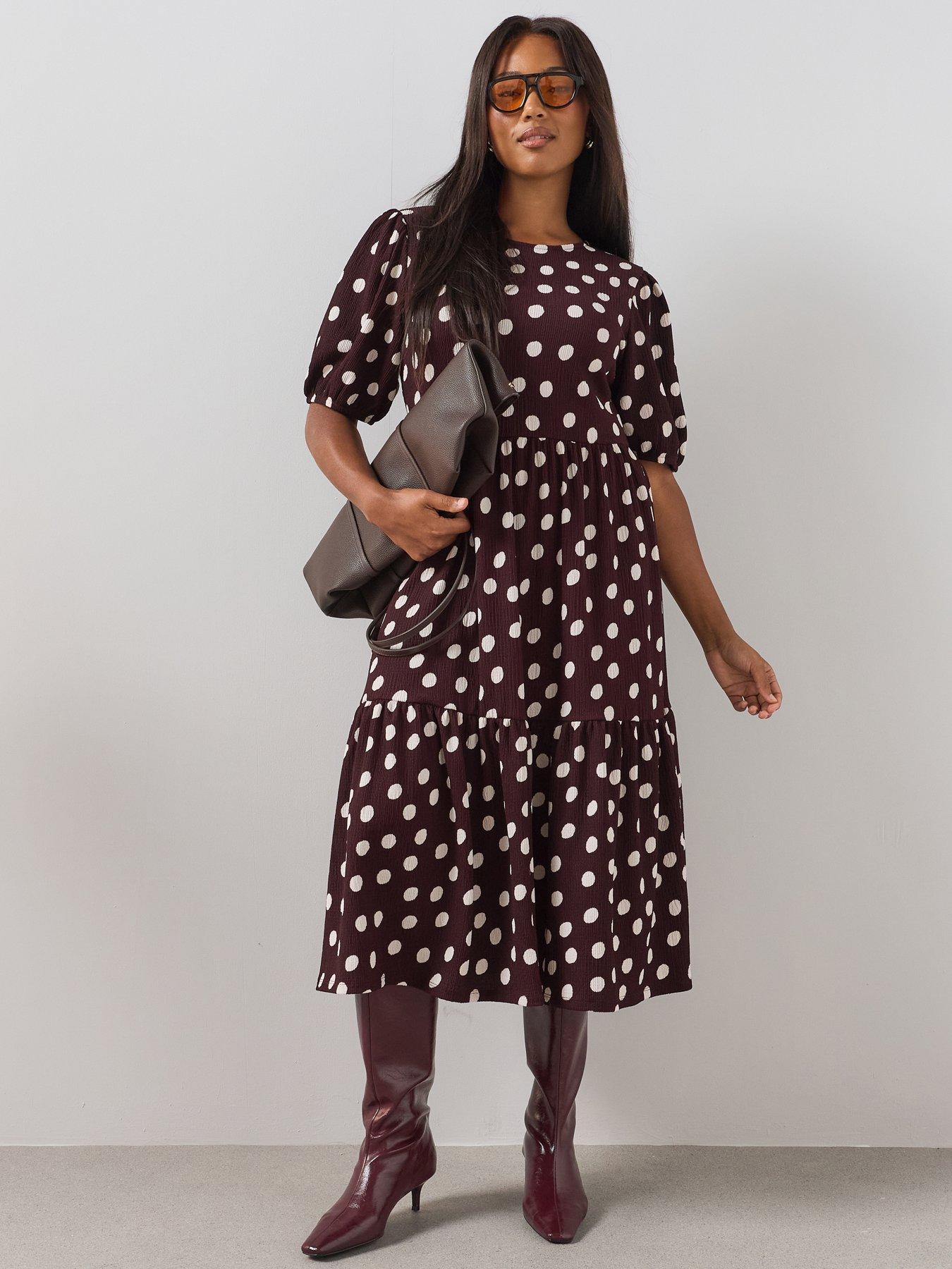 The Very Collection Curve Stretch Crinkle Bow Back Midi - Print