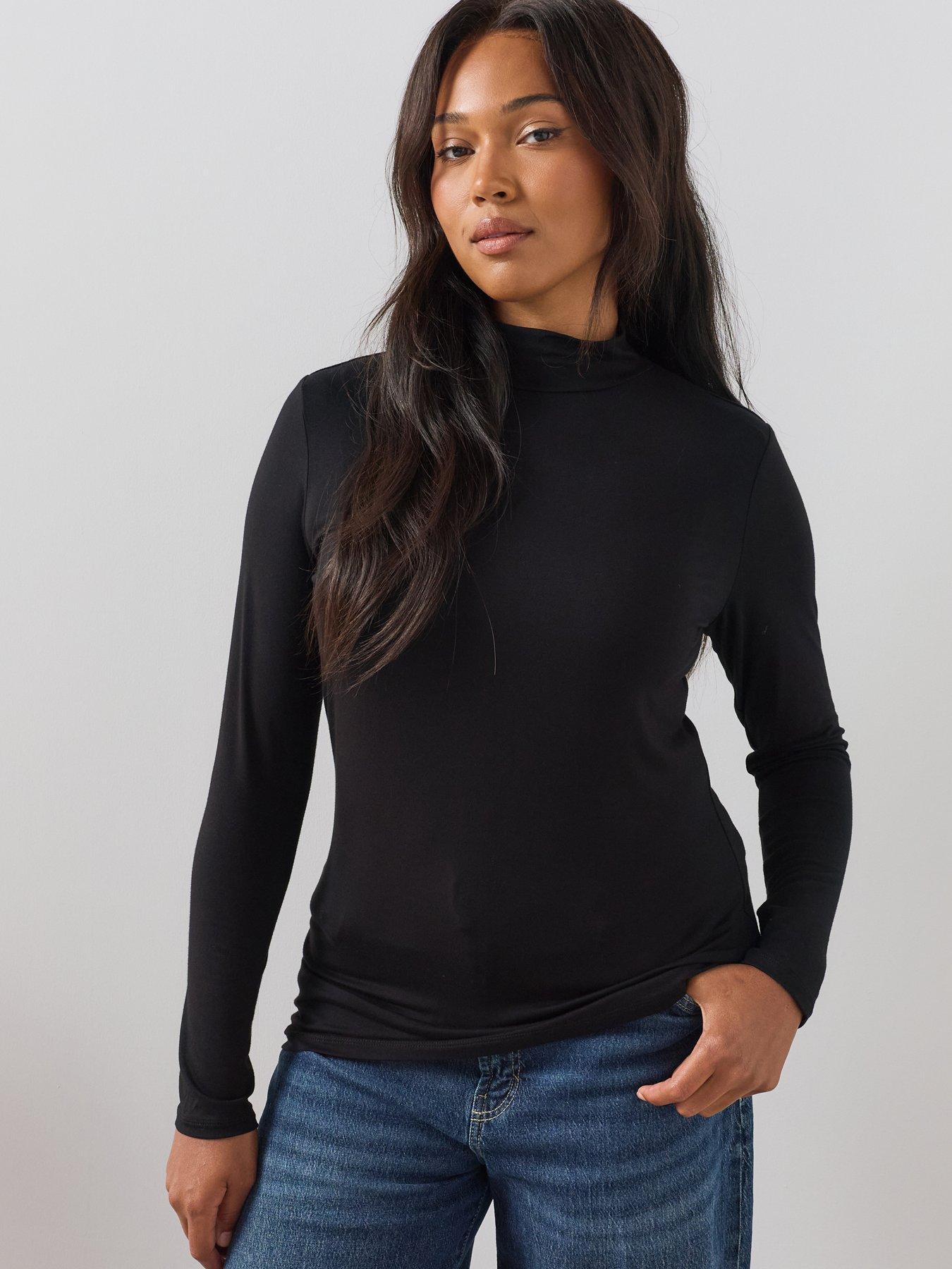 The Very Collection Curve Turtle Neck Long Sleeve Top - Black