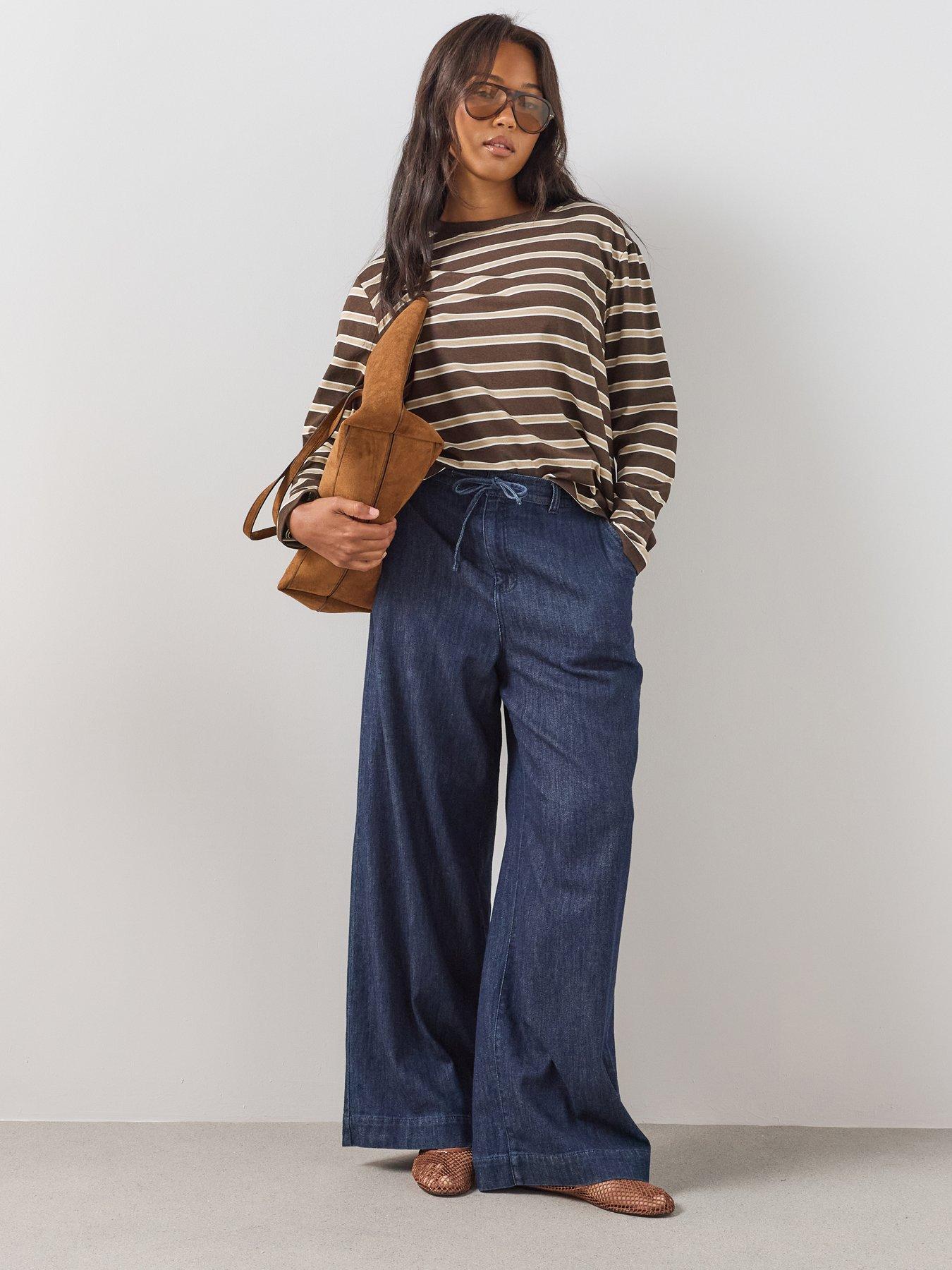 The Very Collection Curve Elasticated Waist Wide Leg Jean - Blue