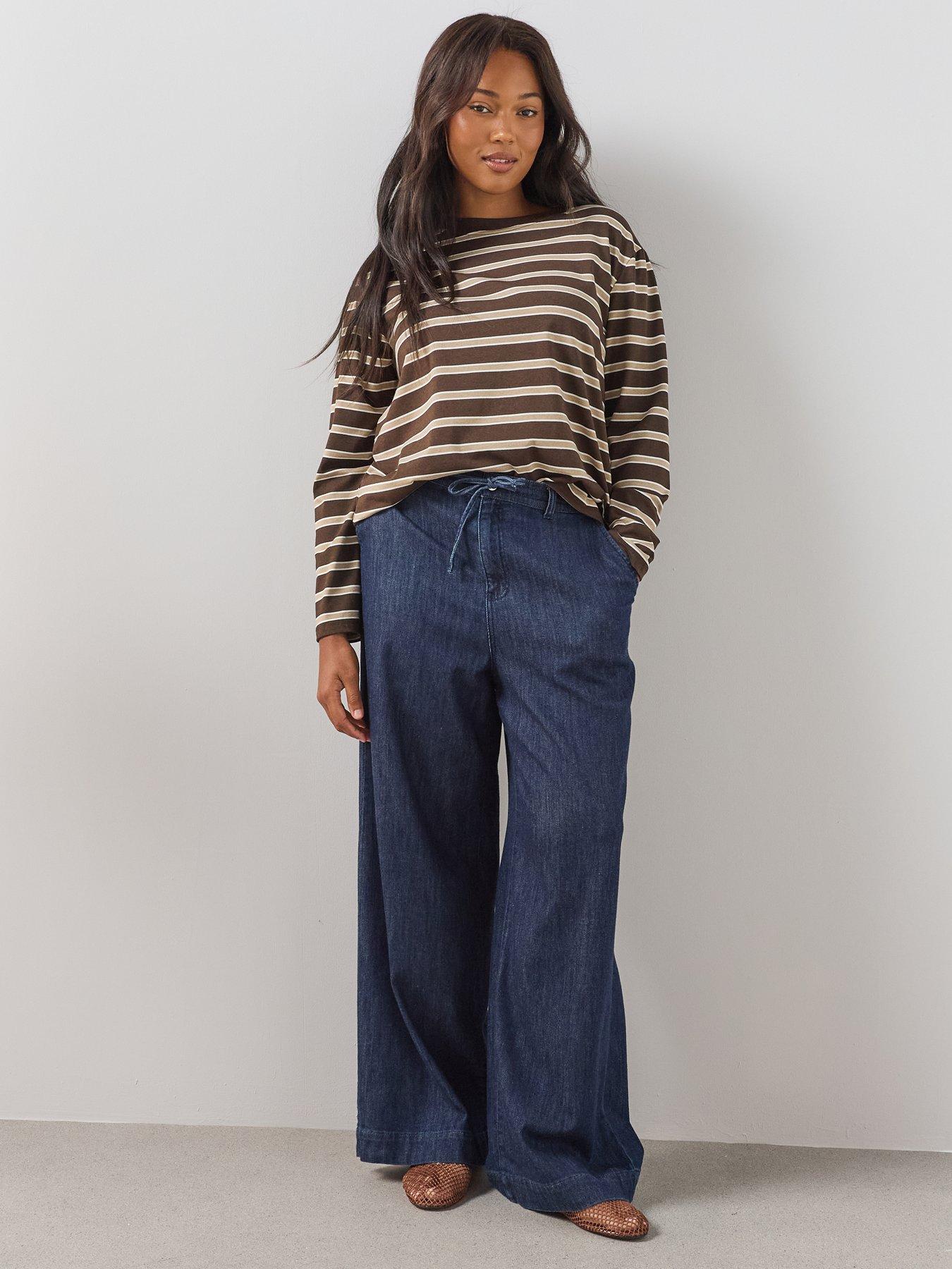 Image 3 of 6 of The Very Collection Curve Elasticated Waist Wide Leg Jean - Blue