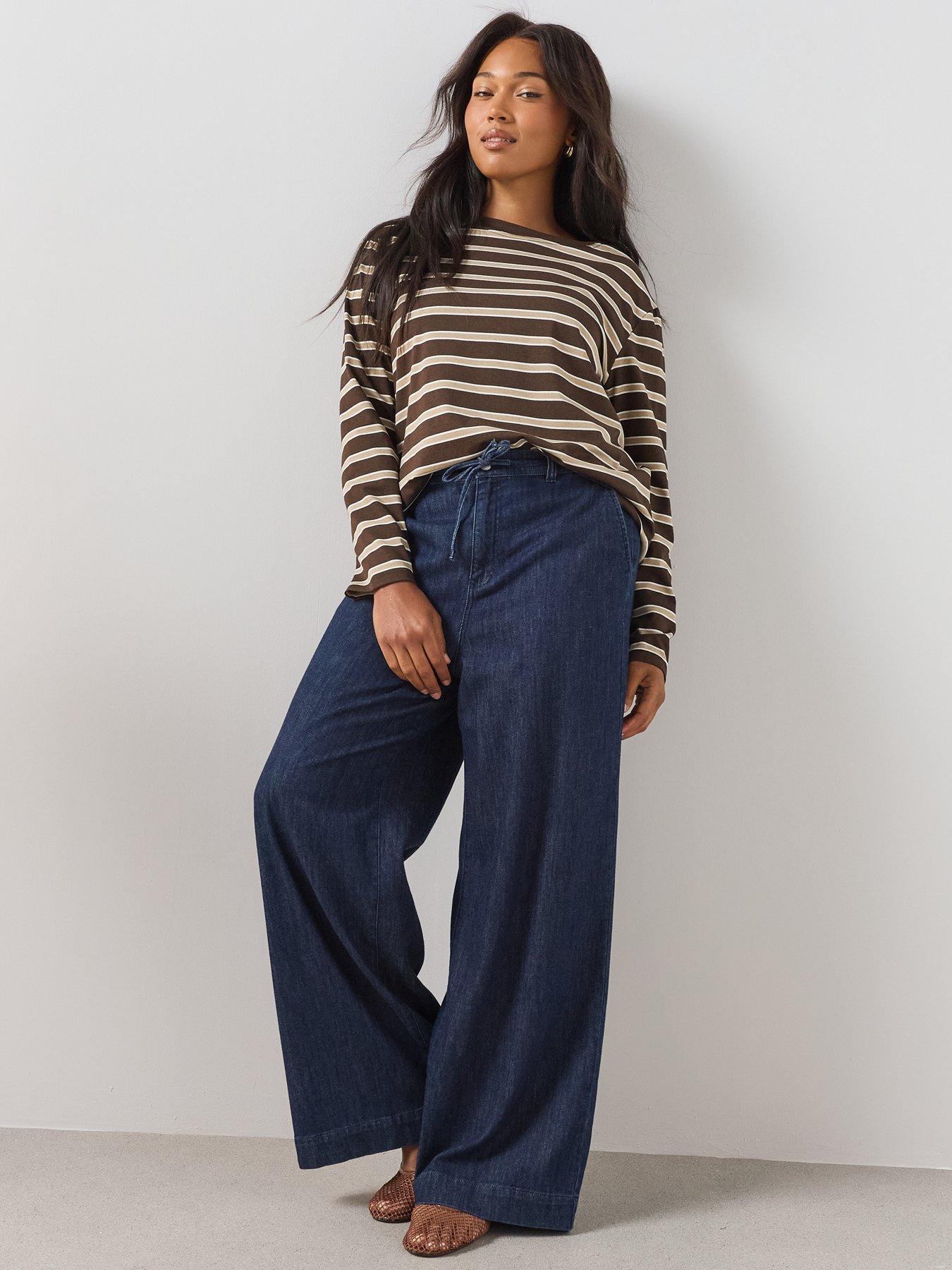 Image 6 of 6 of The Very Collection Curve Elasticated Waist Wide Leg Jean - Blue