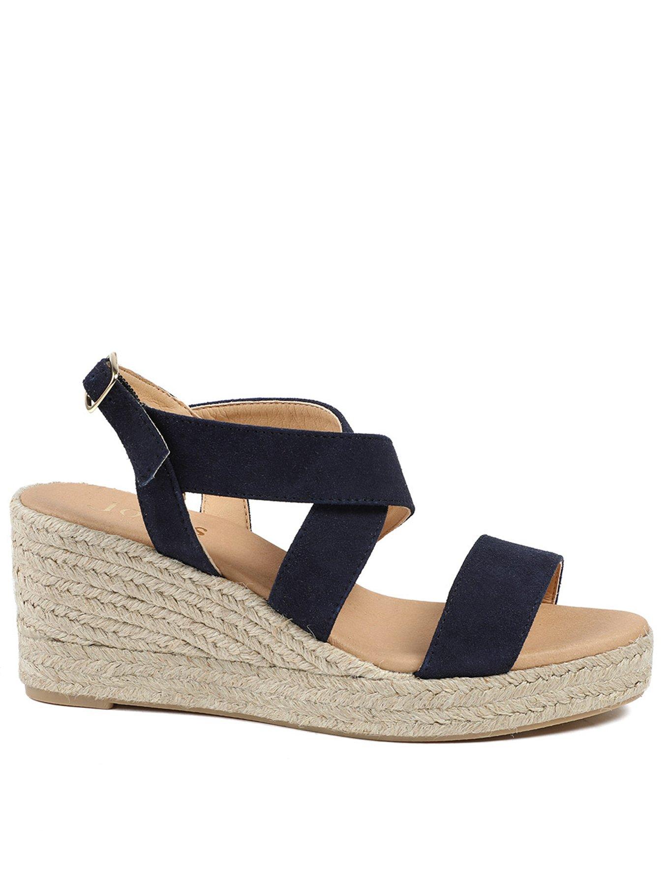 Jones Bootmaker Romilly Crossover Strap Wedge - Navy