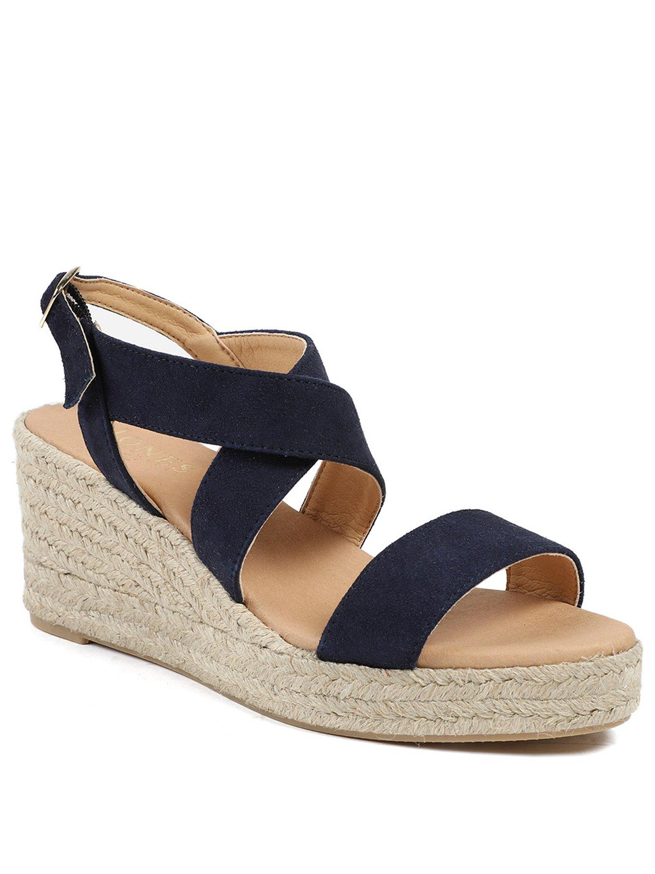 Image 2 of 5 of Jones Bootmaker Romilly Crossover Strap Wedge - Navy