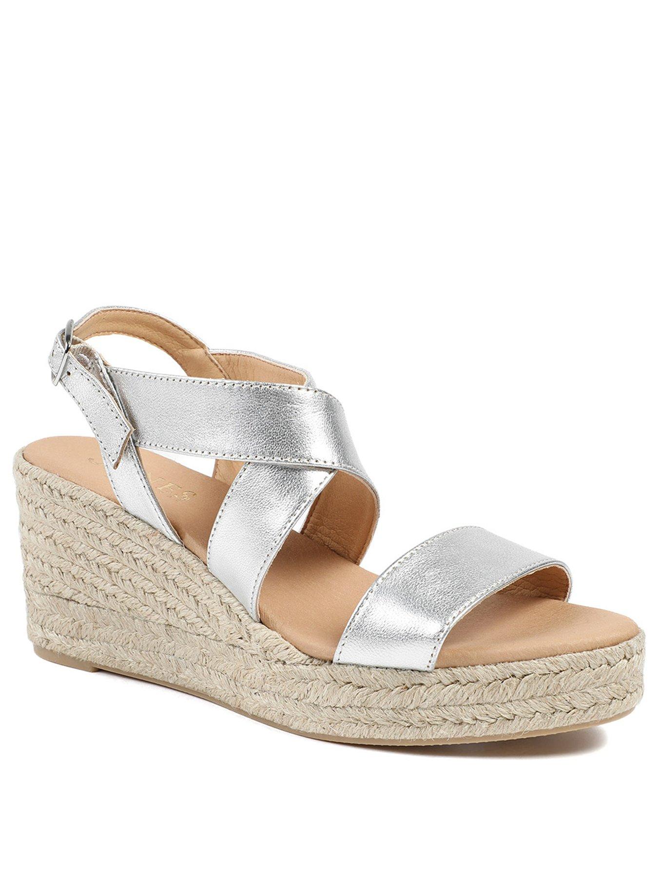 Image 2 of 5 of Jones Bootmaker Romilly Crossover Strap Wedge - Silver