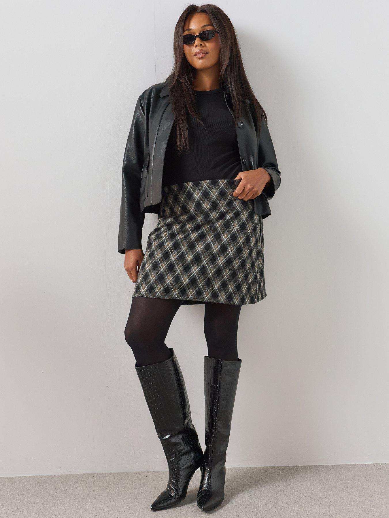 The Very Collection Curve Check Mini Skirt - Multi