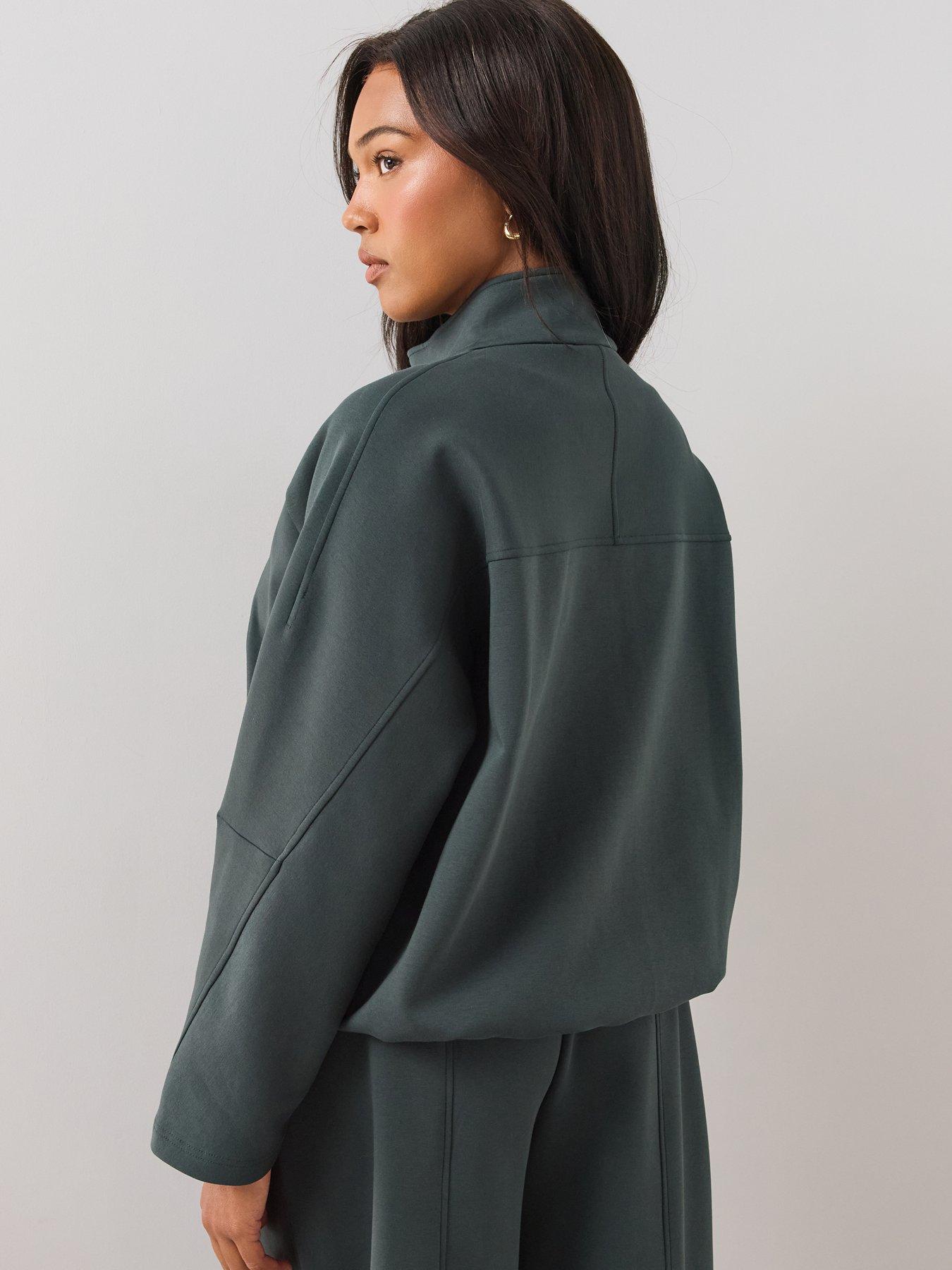 Image 2 of 6 of The Very Collection Womens Curve Zip Through Funnel Neck Sweatshirt Co-ord - Teal Green
