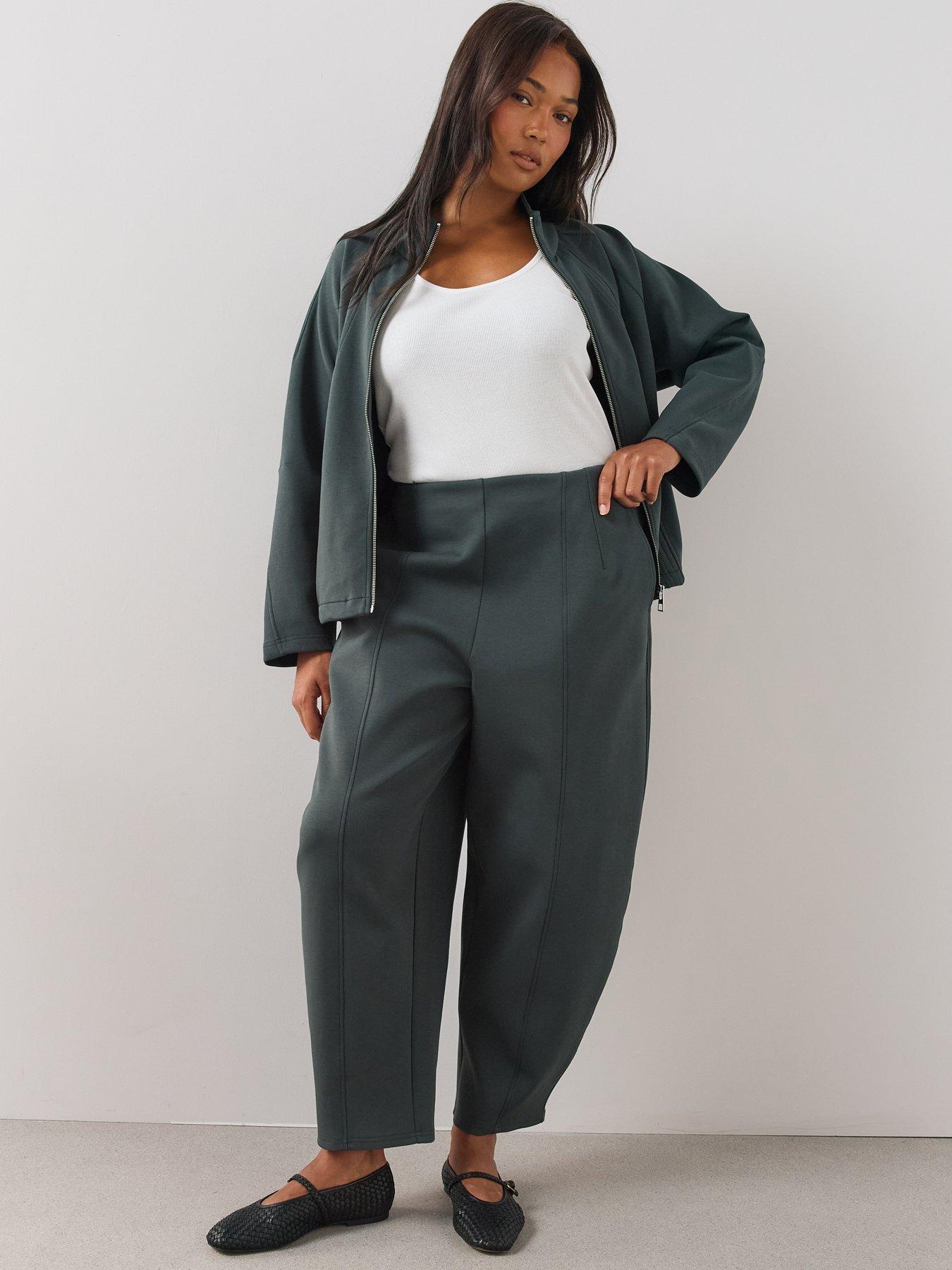 Image 5 of 6 of The Very Collection Womens Curve Zip Through Funnel Neck Sweatshirt Co-ord - Teal Green