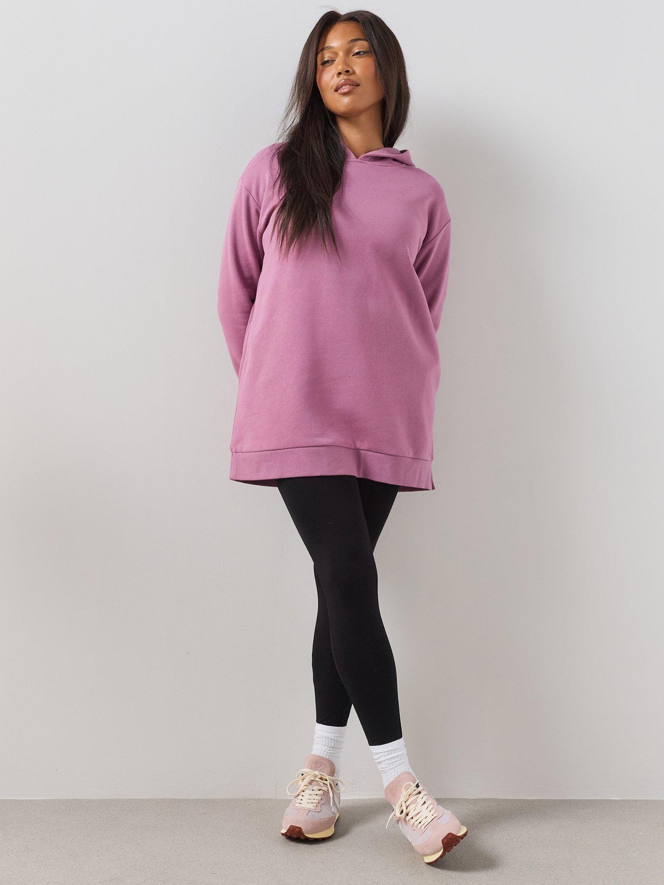 The Very Collection Curve Essential Longline Hoodie - Pink
