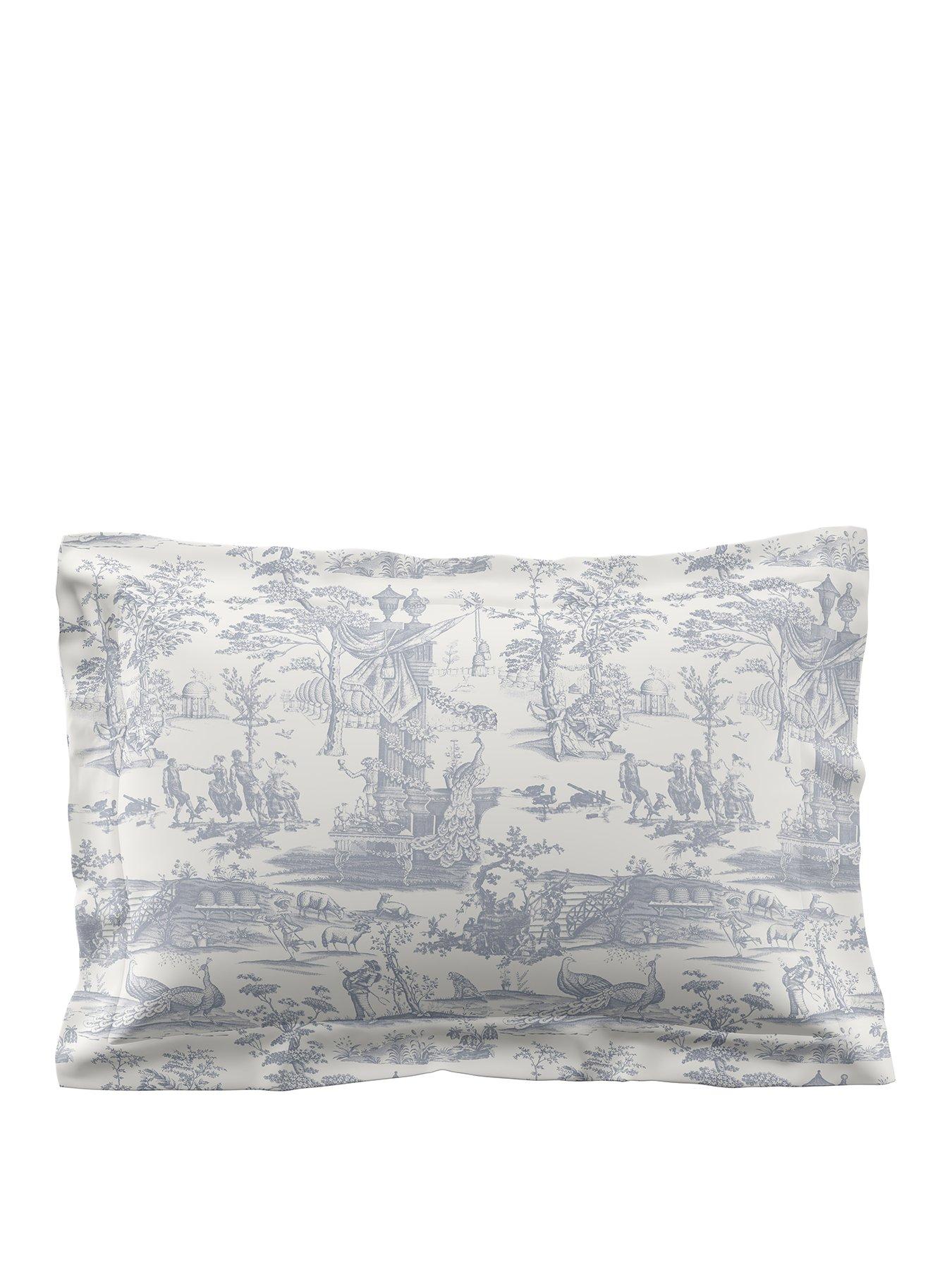 Image 2 of 3 of Laura Ashley Braysmith Toile Oxford Pillowcase Pair 50x75cm Chambray Blue