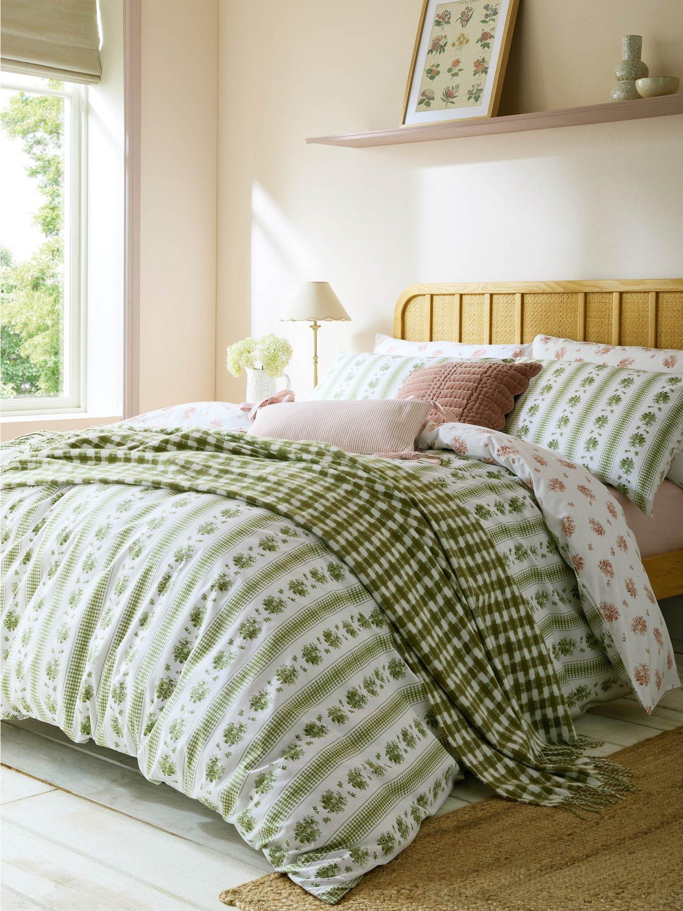 Image 1 of 7 of Laura Ashley Pensham Stripe 100% Cotton Quilt Set Pink