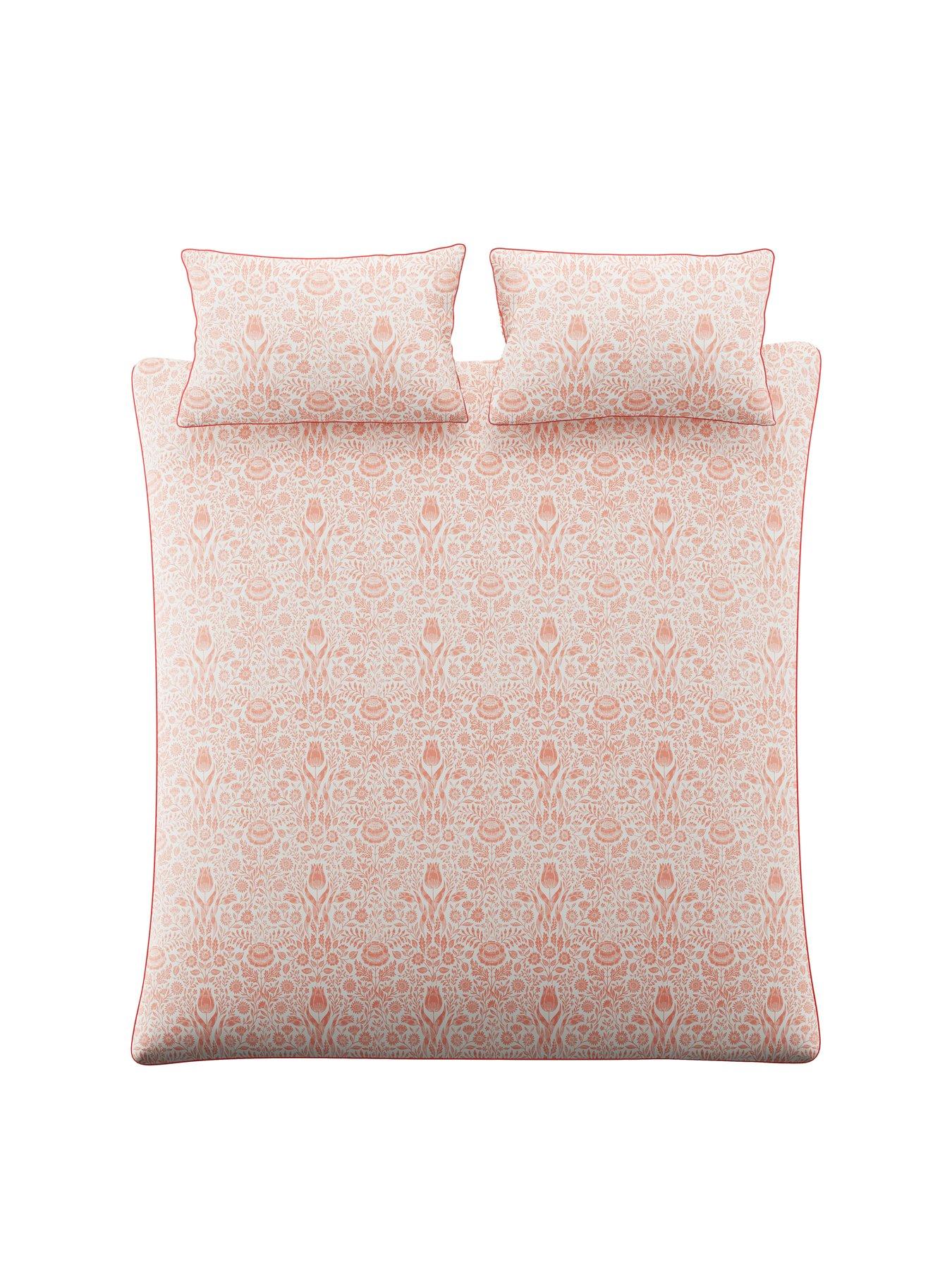 Image 5 of 7 of Laura Ashley Ashstead Damask Quilt Set Natural Coral