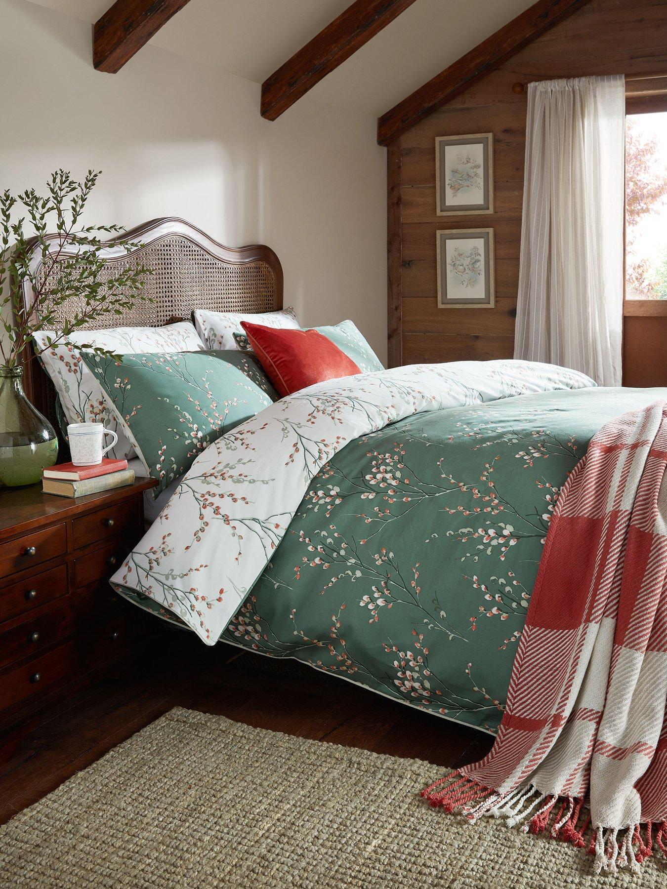 Laura Ashley Pussy Willow Stanadard Pillowcase Pair 50cm x 75cm Fern Green