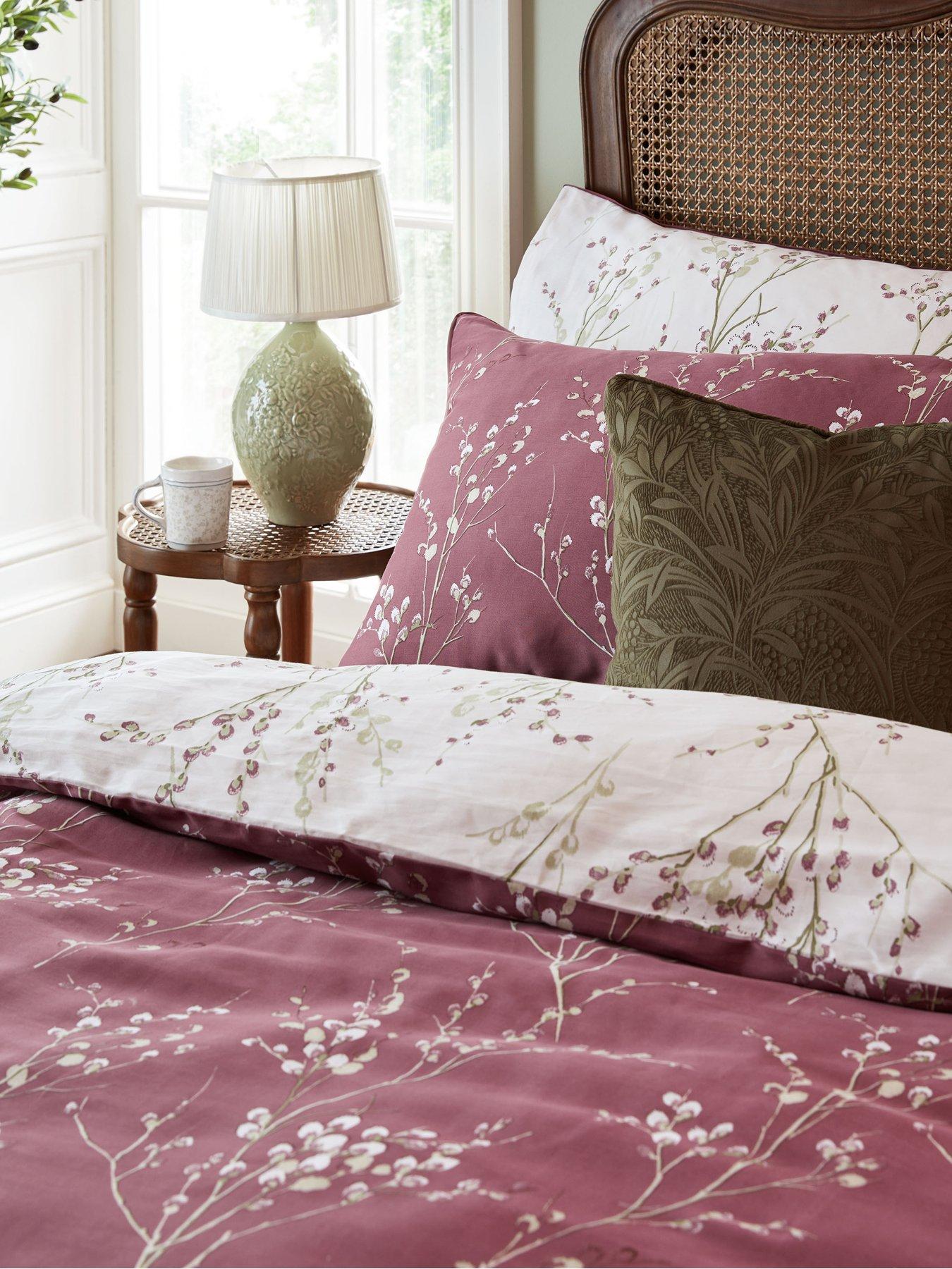 Image 3 of 7 of Laura Ashley Pussy Willow Quilt Set Plum