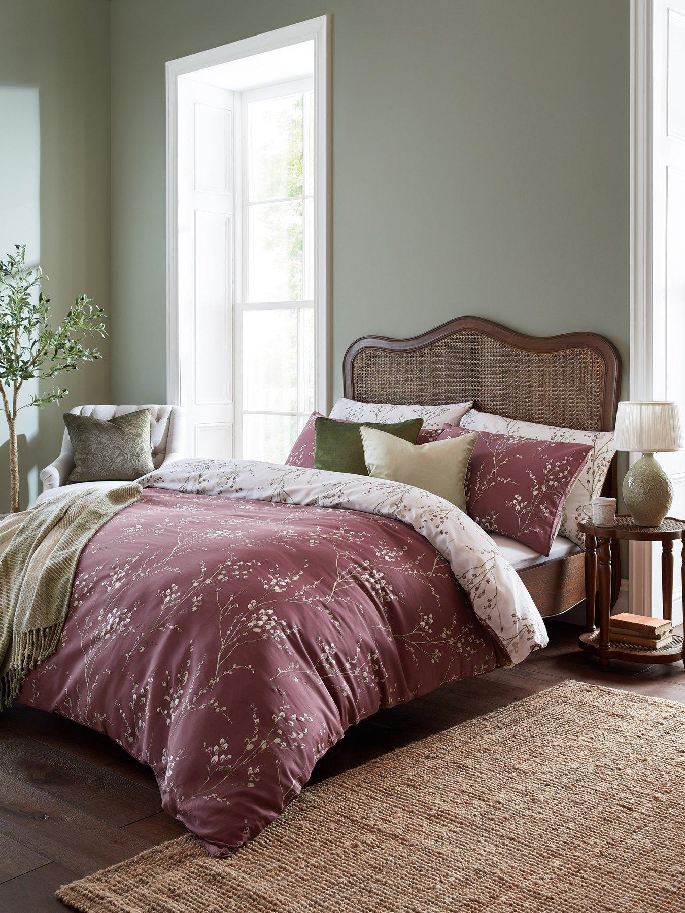 Laura Ashley Pussy Willow Standard Pillowcase Pair 50cm x 75cm Plum