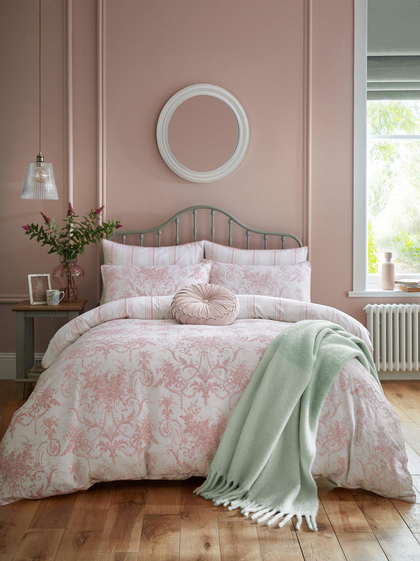 Laura Ashley Tuileries 100% Cotton Standard Pillowcase Pair 50cm x 75cm Blush
