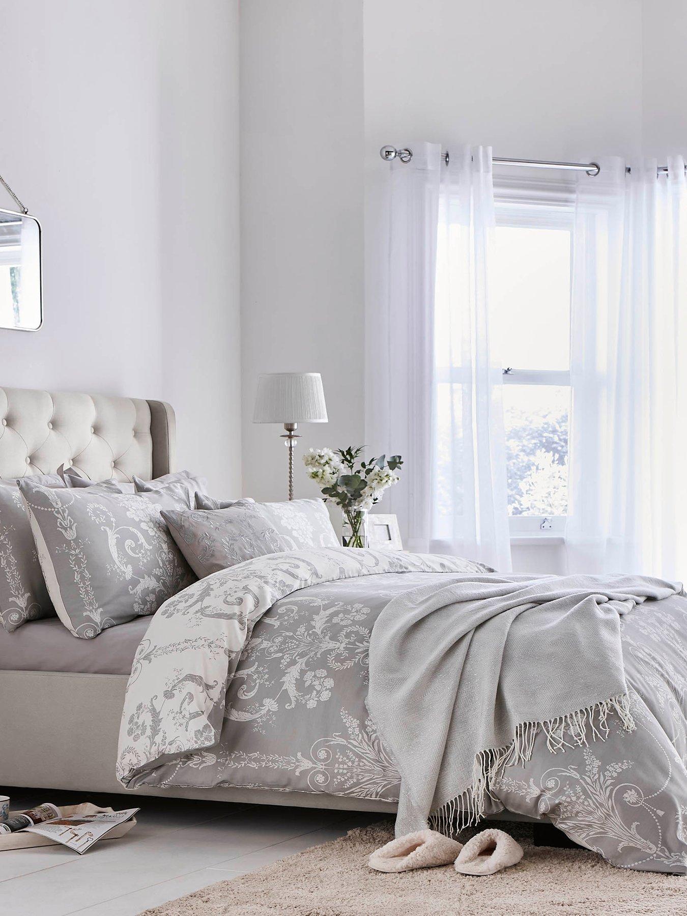 Laura Ashley Josette Standard Pillowcase Pair 50cm x 75cm Steel