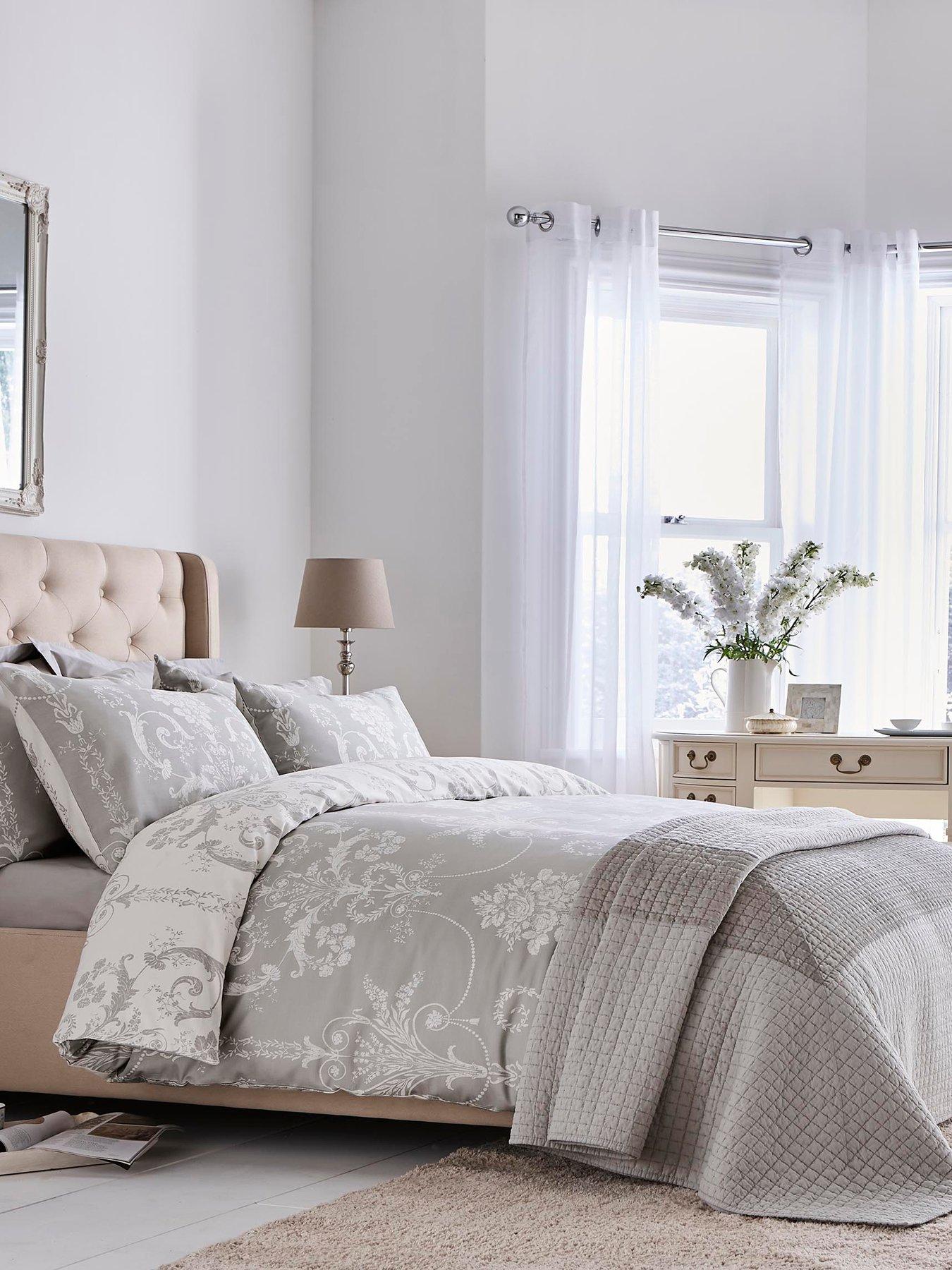 Laura Ashley Lajosette Quilt Set Dove Grey