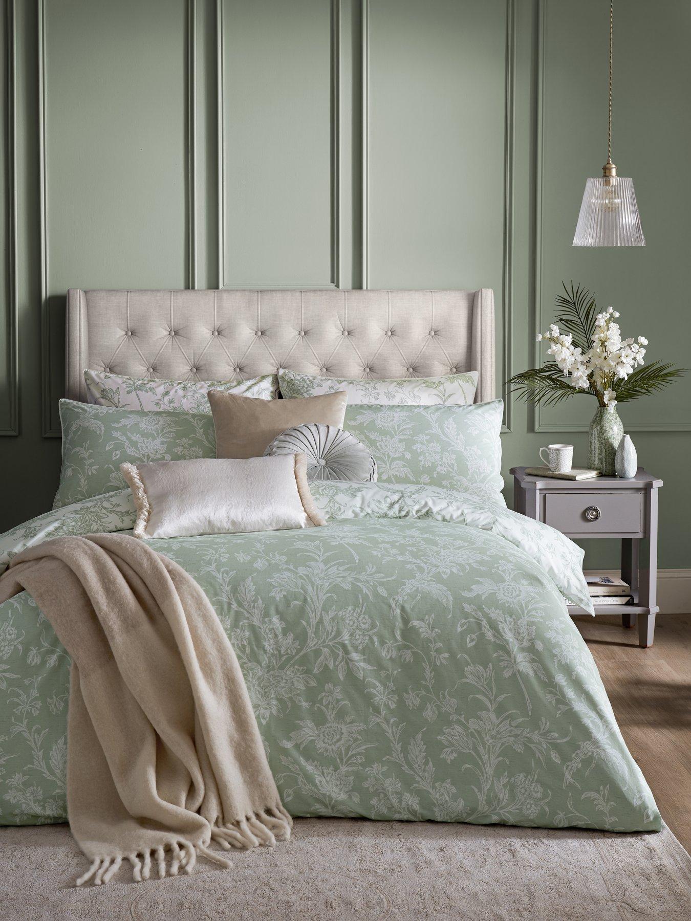 Laura Ashley Lloyd 100% Cotton Standard Pillowcase Pair 50x75cm Sage