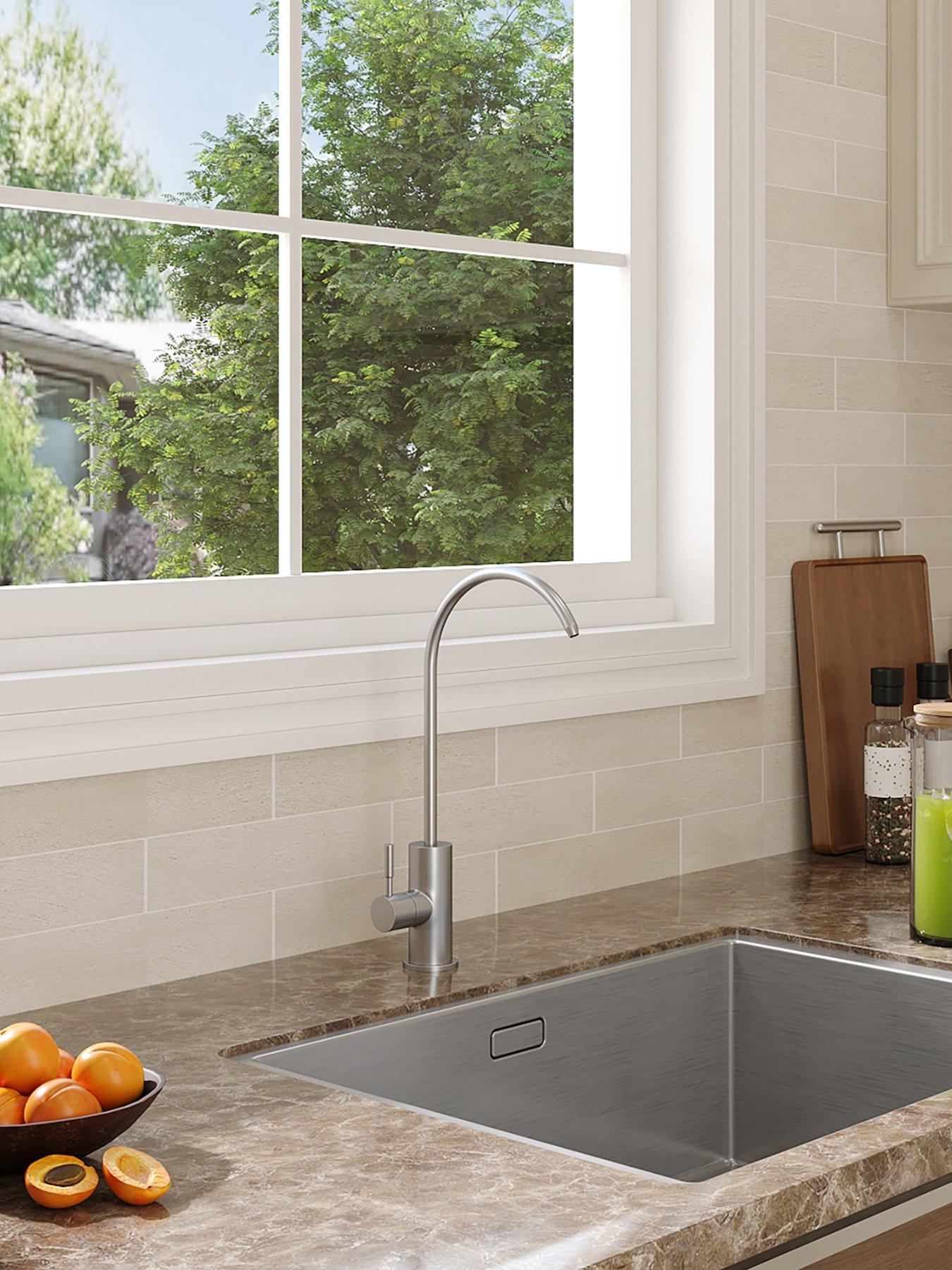 Living and Home Silver Stainless Steel Brushed Kitchen Tap Kitchen Water Filter Faucet