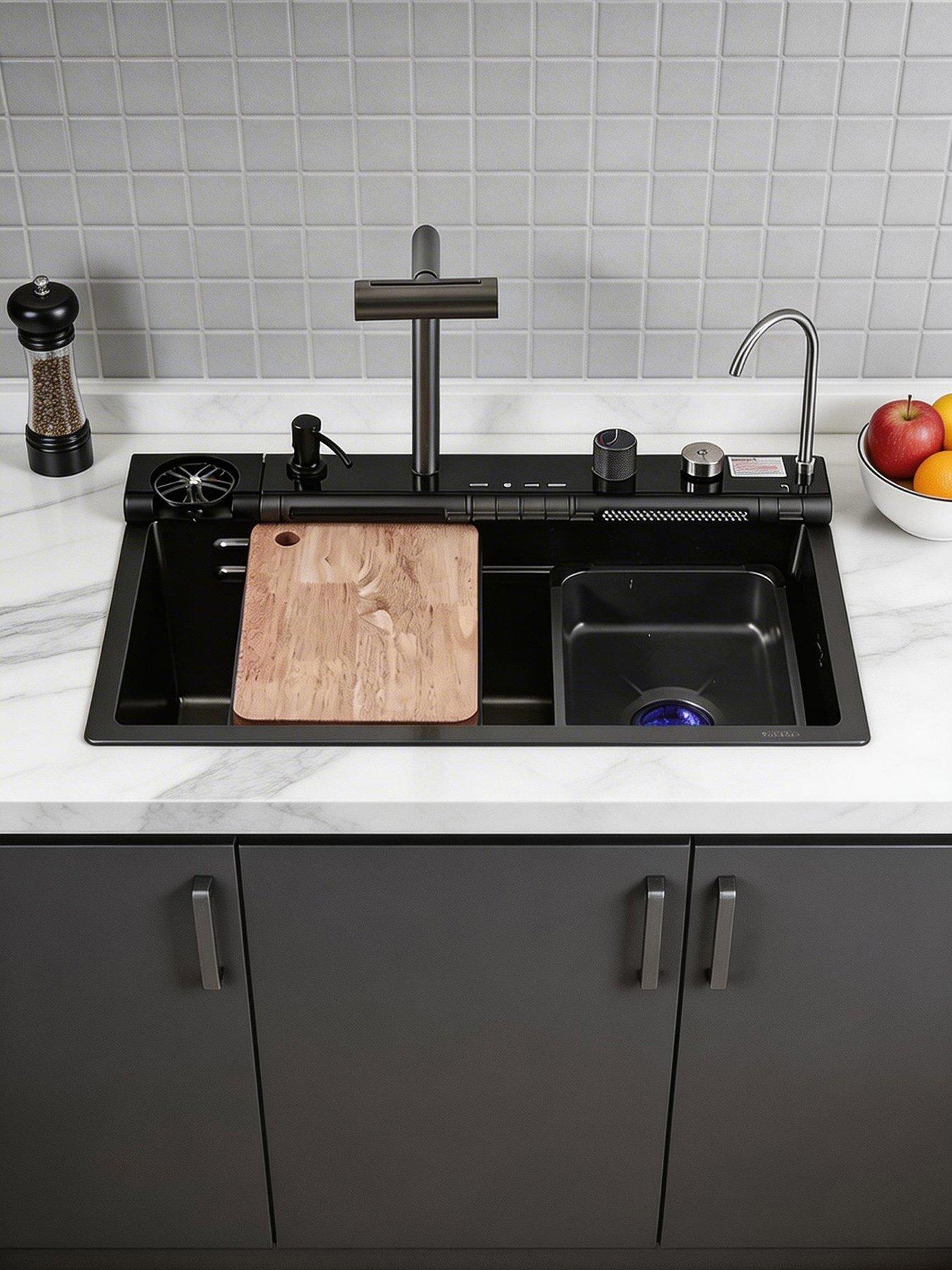 Living and Home Drop In Kitchen Sink With Pull-out Faucet