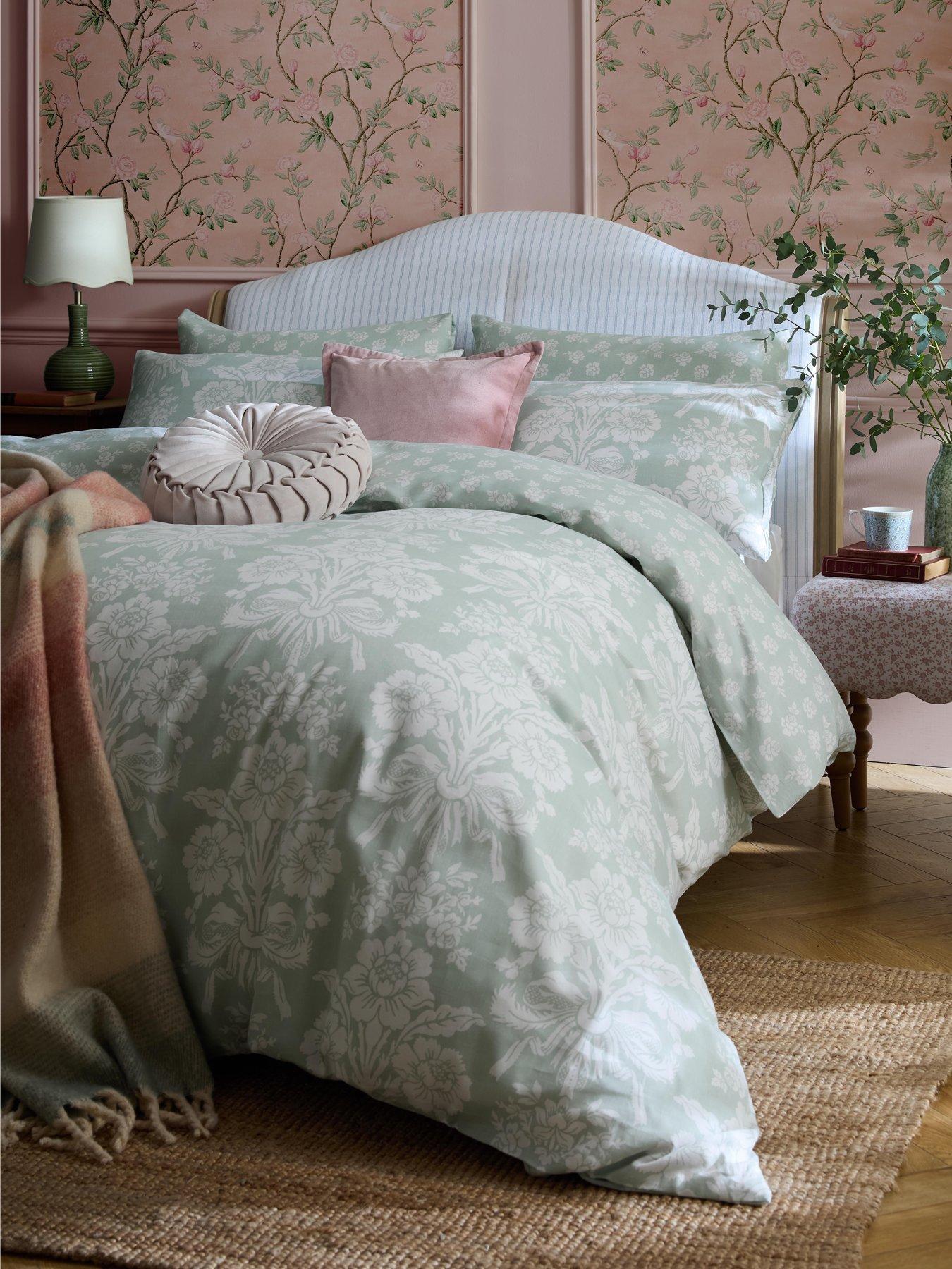 Laura Ashley Tatton Standard Pillowcase Pair 50x75cm Duckegg Green