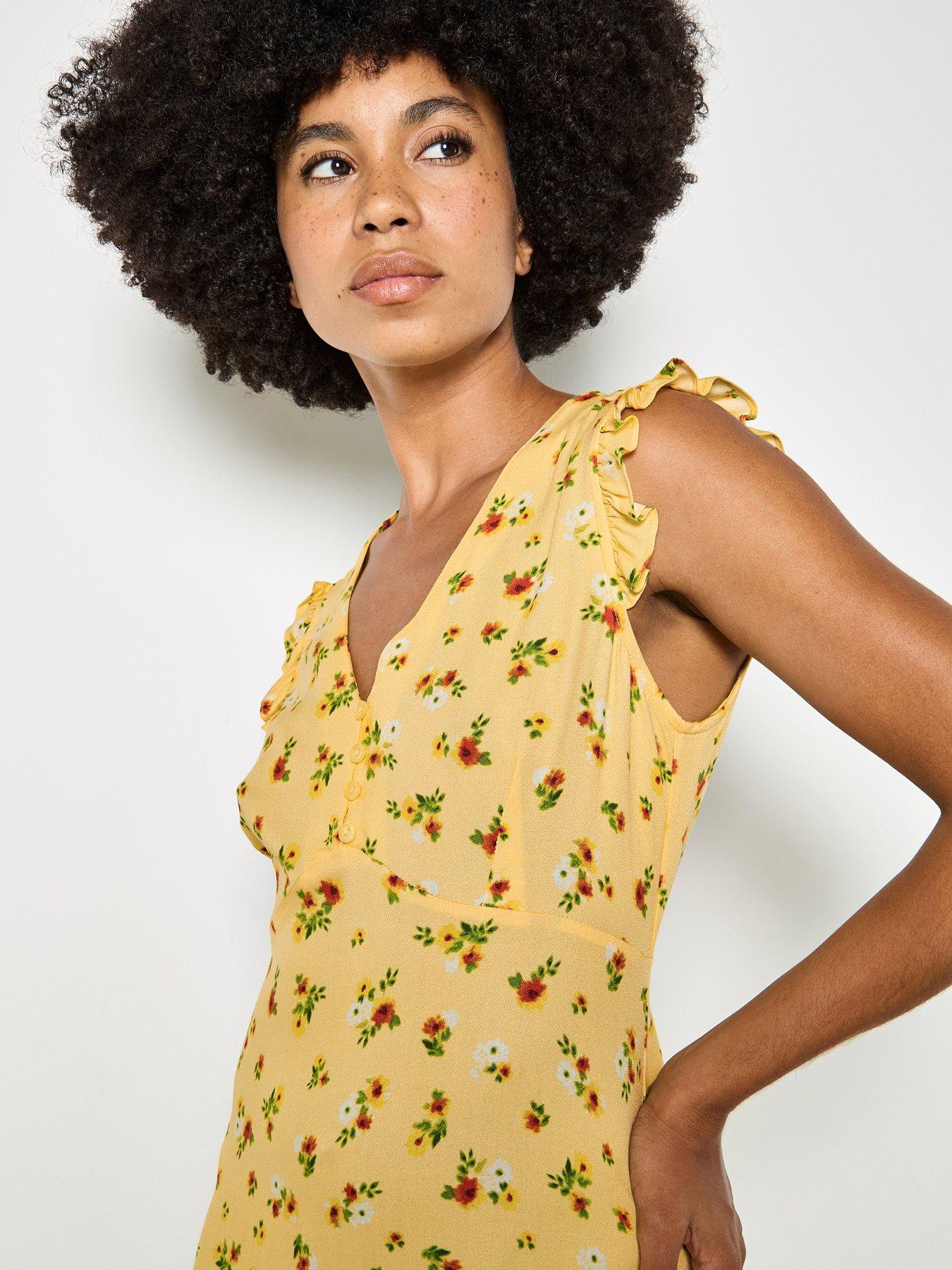 Image 4 of 4 of Apricot Apricot Empire Seam Ditsy Print Mini Dress