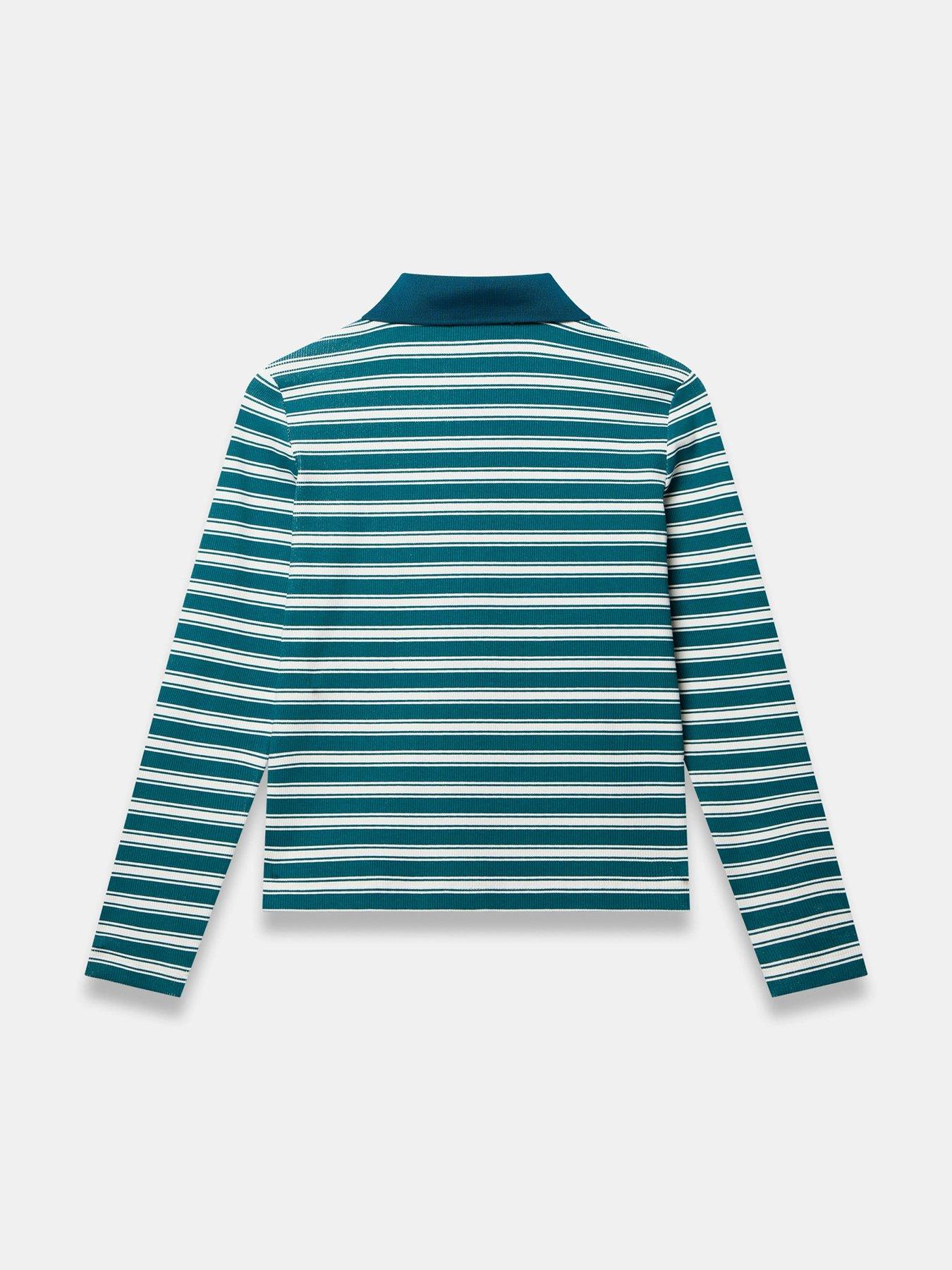 Image 6 of 6 of Mint Velvet Green Stripe Polo Top