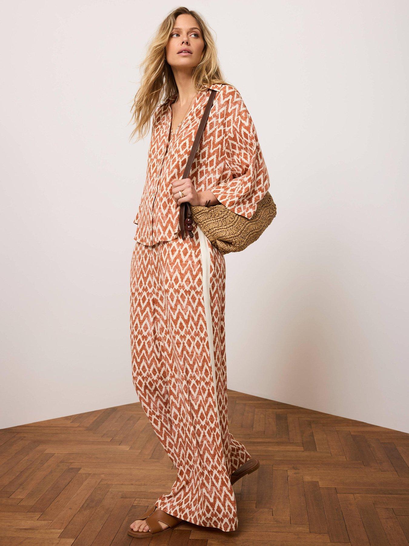 Mint Velvet Orange Geo Print Wide Trouser