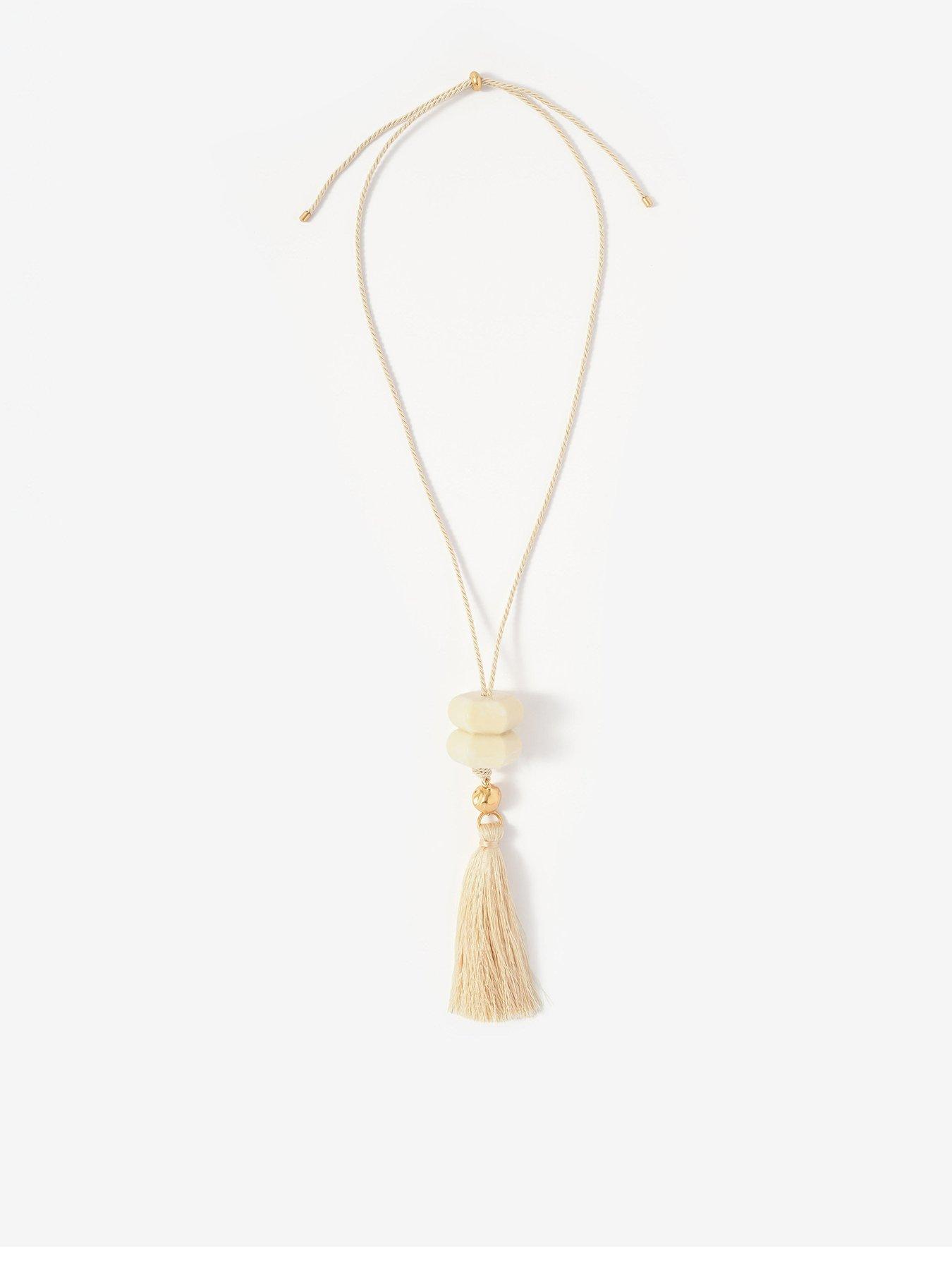 Mint Velvet Cream Resin Tassel Pendant