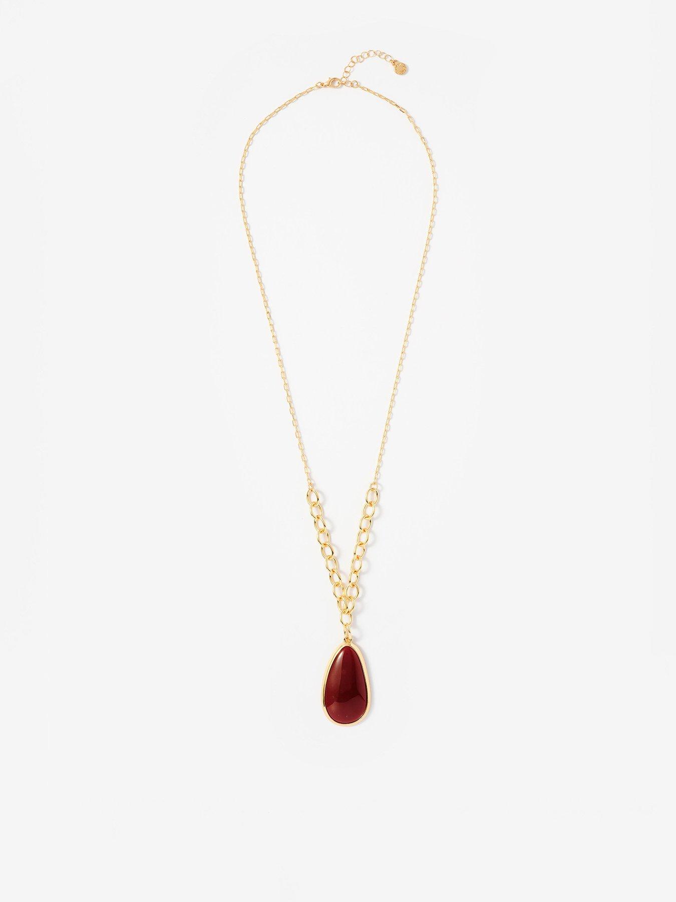 Mint Velvet Red Stone Long Pendant
