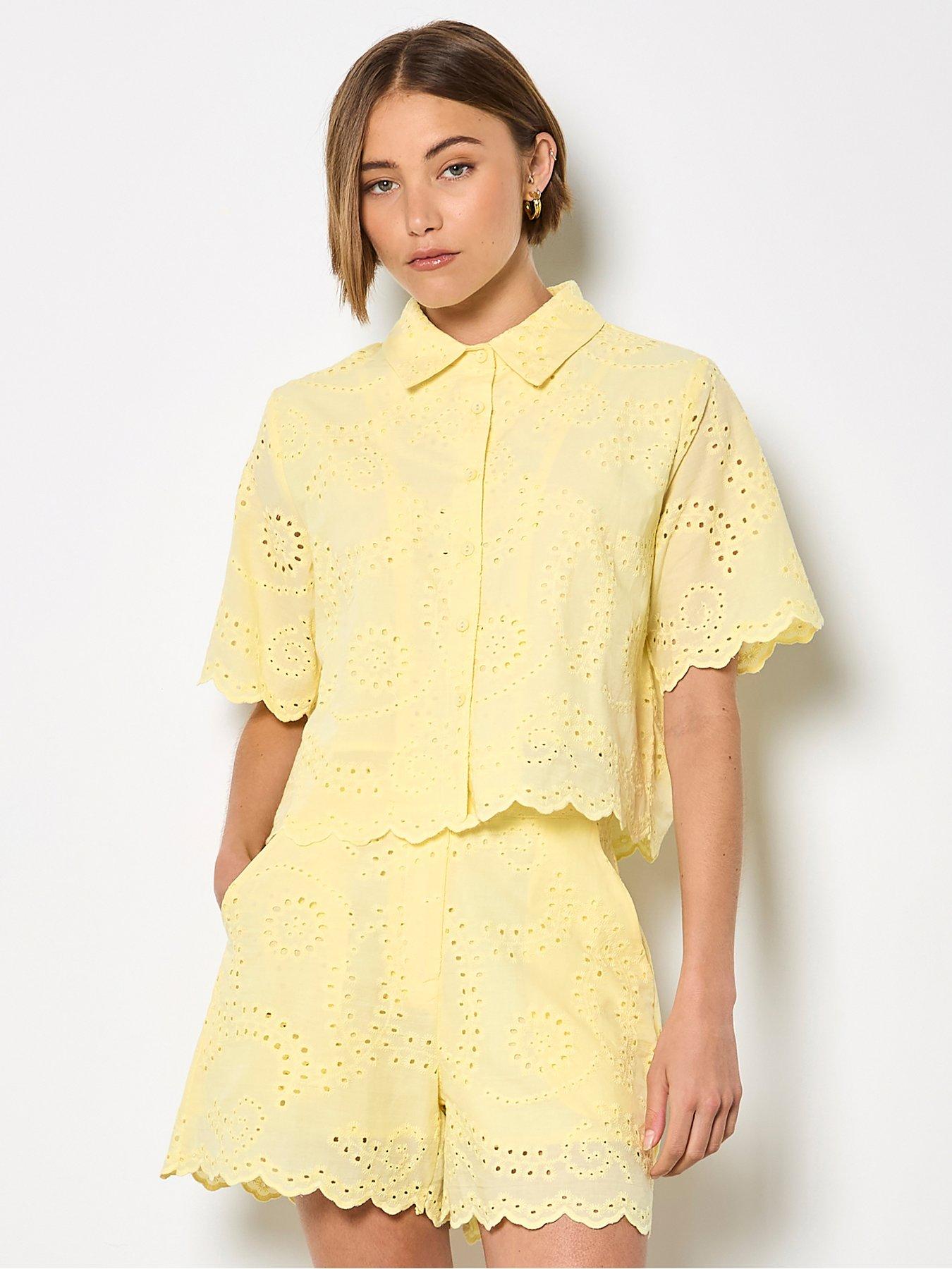 Apricot Apricot Scallop Edge Embroider Shirt