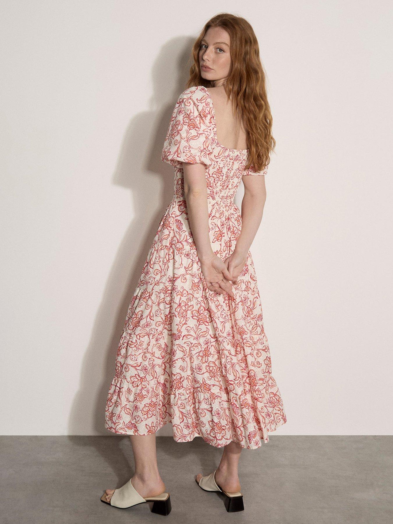 Image 2 of 4 of Apricot Apricot Printed Broderie Milkmaid Dress