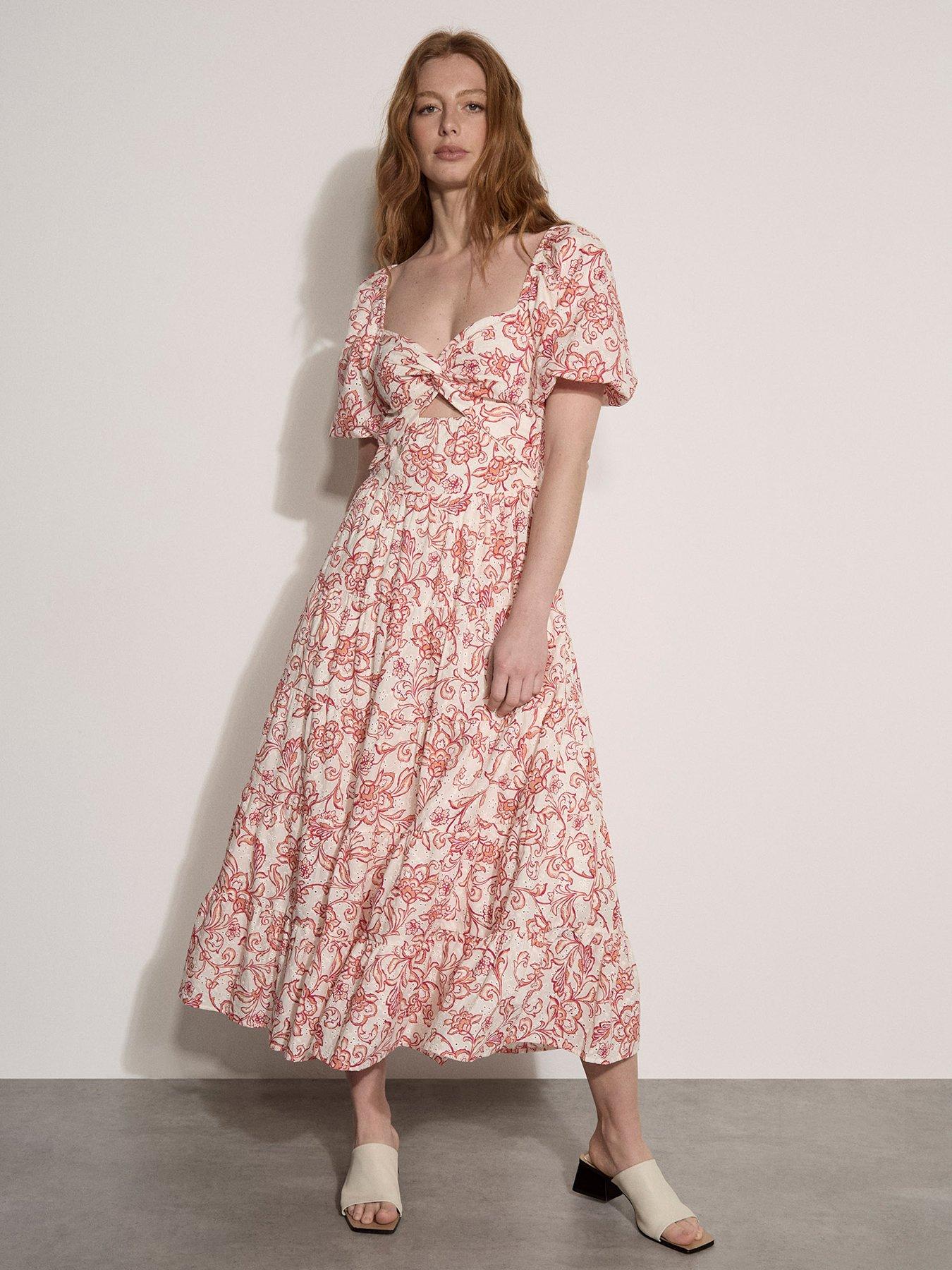 Image 3 of 4 of Apricot Apricot Printed Broderie Milkmaid Dress
